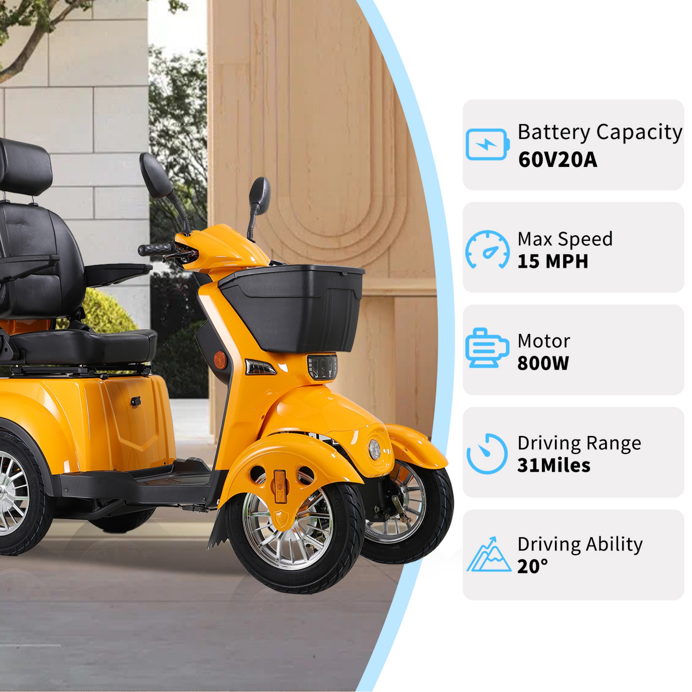       Visit the QeeKa Store QEEKA All Terrain Mobility Scooter,500lbs Capacity - 800W,Handicap Scooter for Seniors & Adults,Yellow