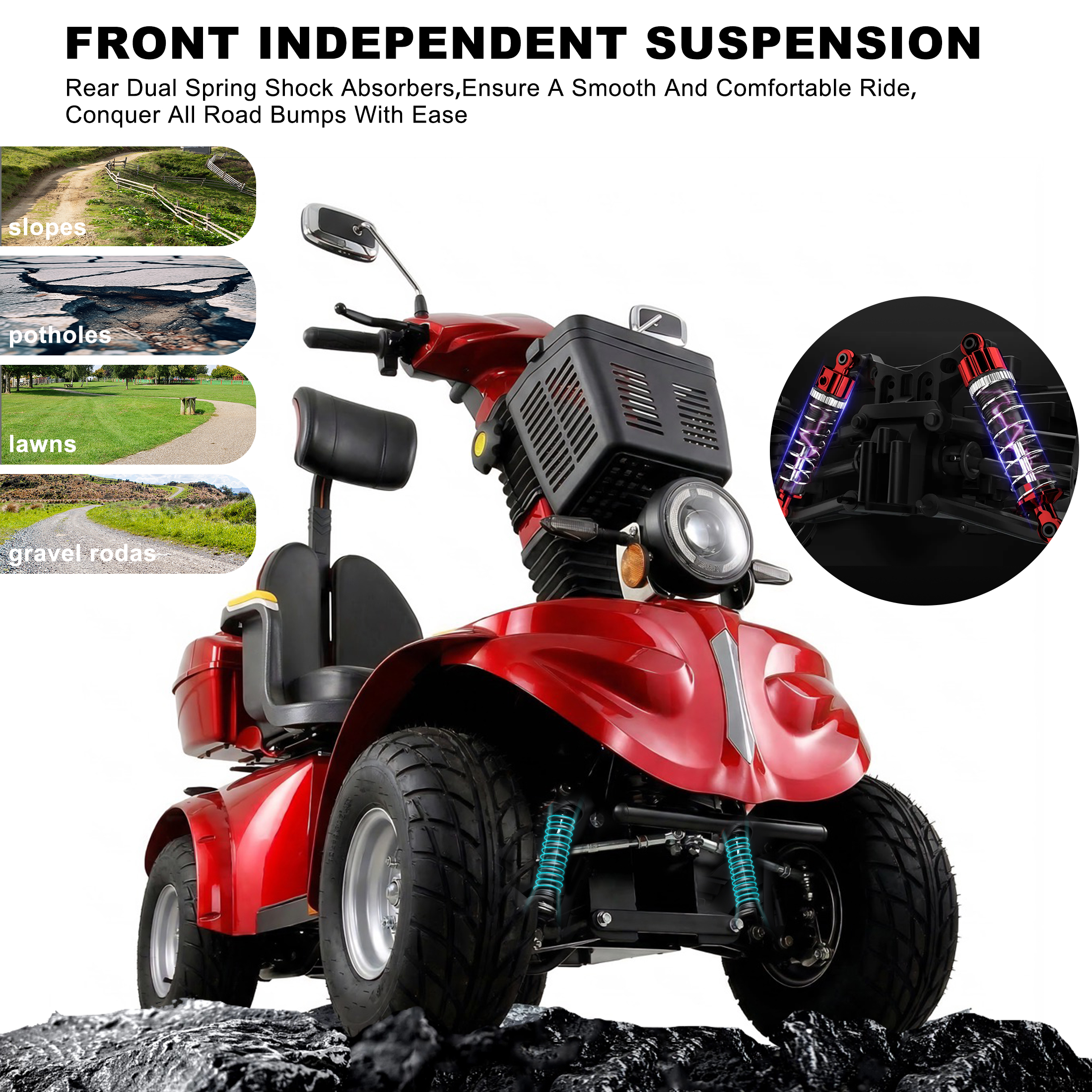 Xlluproid All Terrain Heavy Duty Mobility Scooter for Seniors & Adults,500 lbs Capacity,1000W 4 Wheel Electric Powered Scooter
