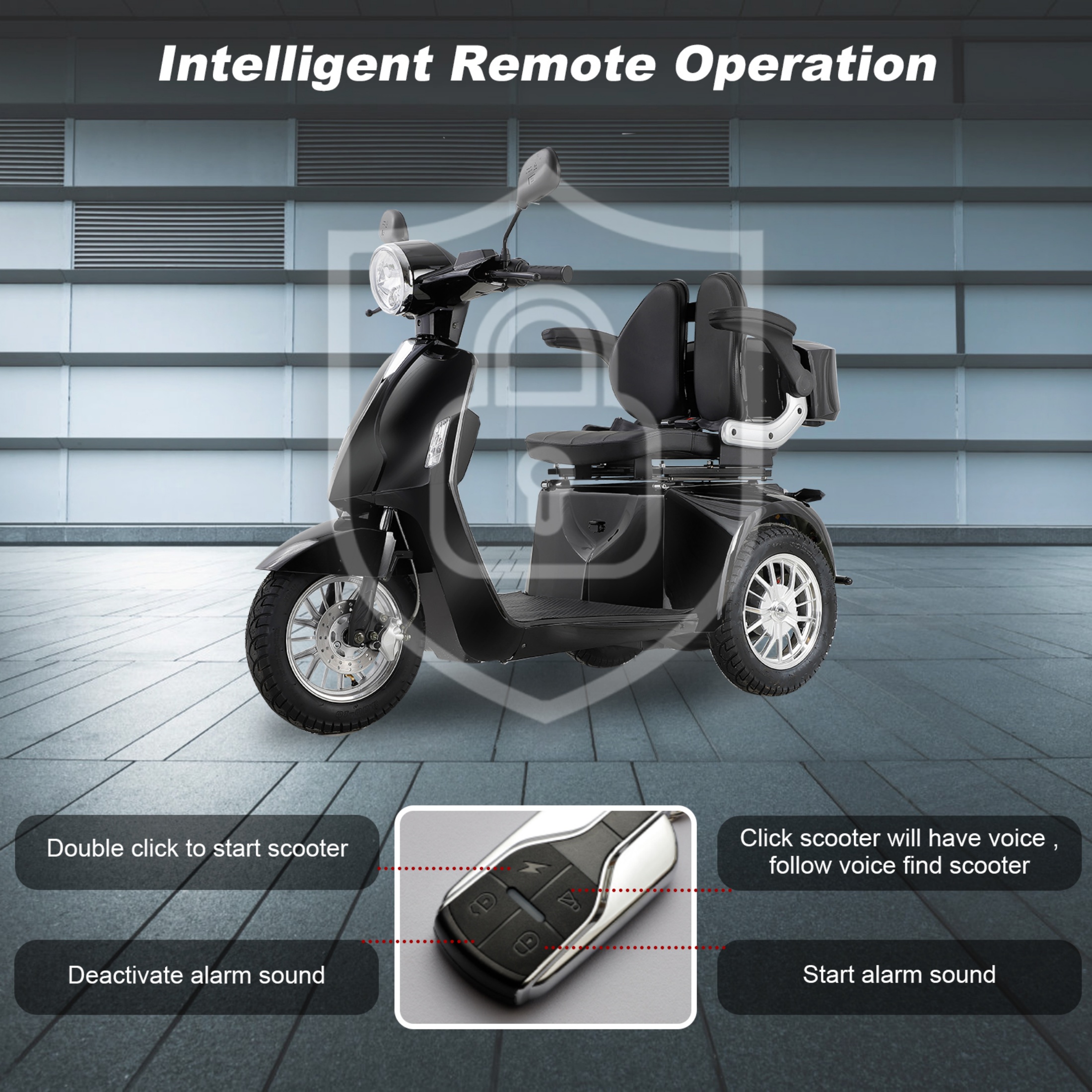 Mobility Scooter ,3-Wheel Heavyweight Mobility Scooter with 500 lb Limit, Black