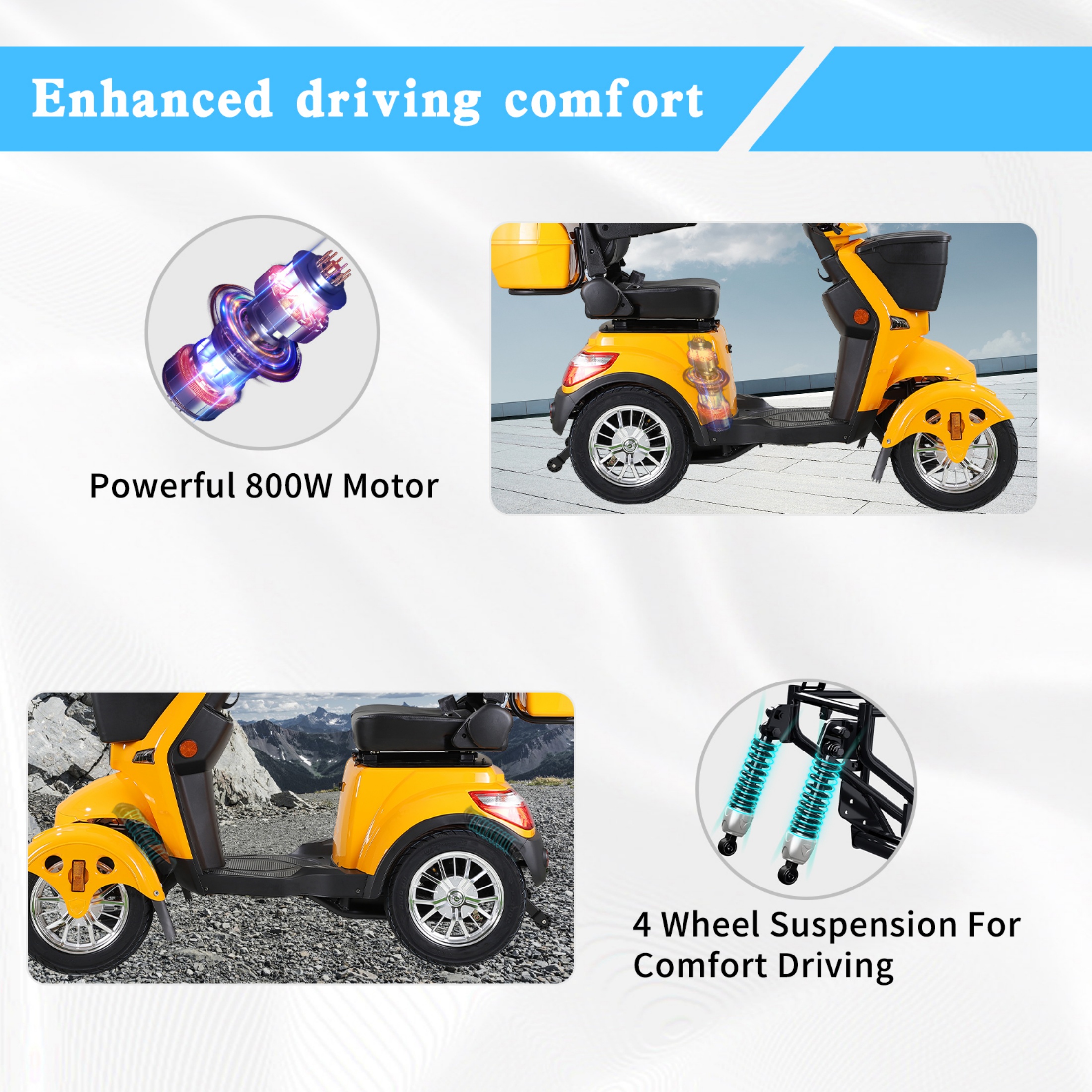       Visit the QeeKa Store QEEKA All Terrain Mobility Scooter,500lbs Capacity - 800W,Handicap Scooter for Seniors & Adults,Yellow