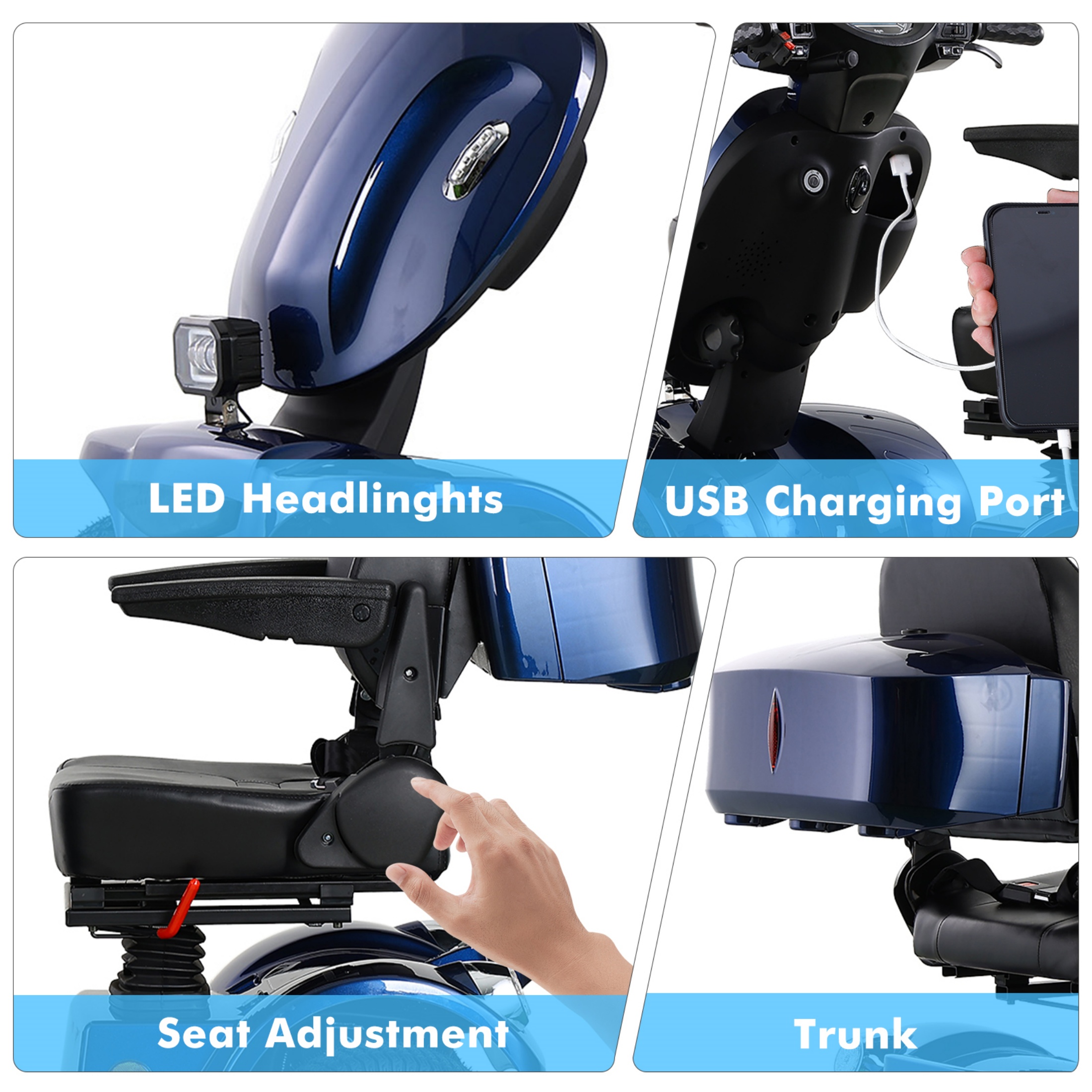 QEEKA Heavy Duty 4 Wheel Electric Mobility Scooter for Seniors & Adults,All Terrain,1000W Brushless Motor,33 Miles Long Range