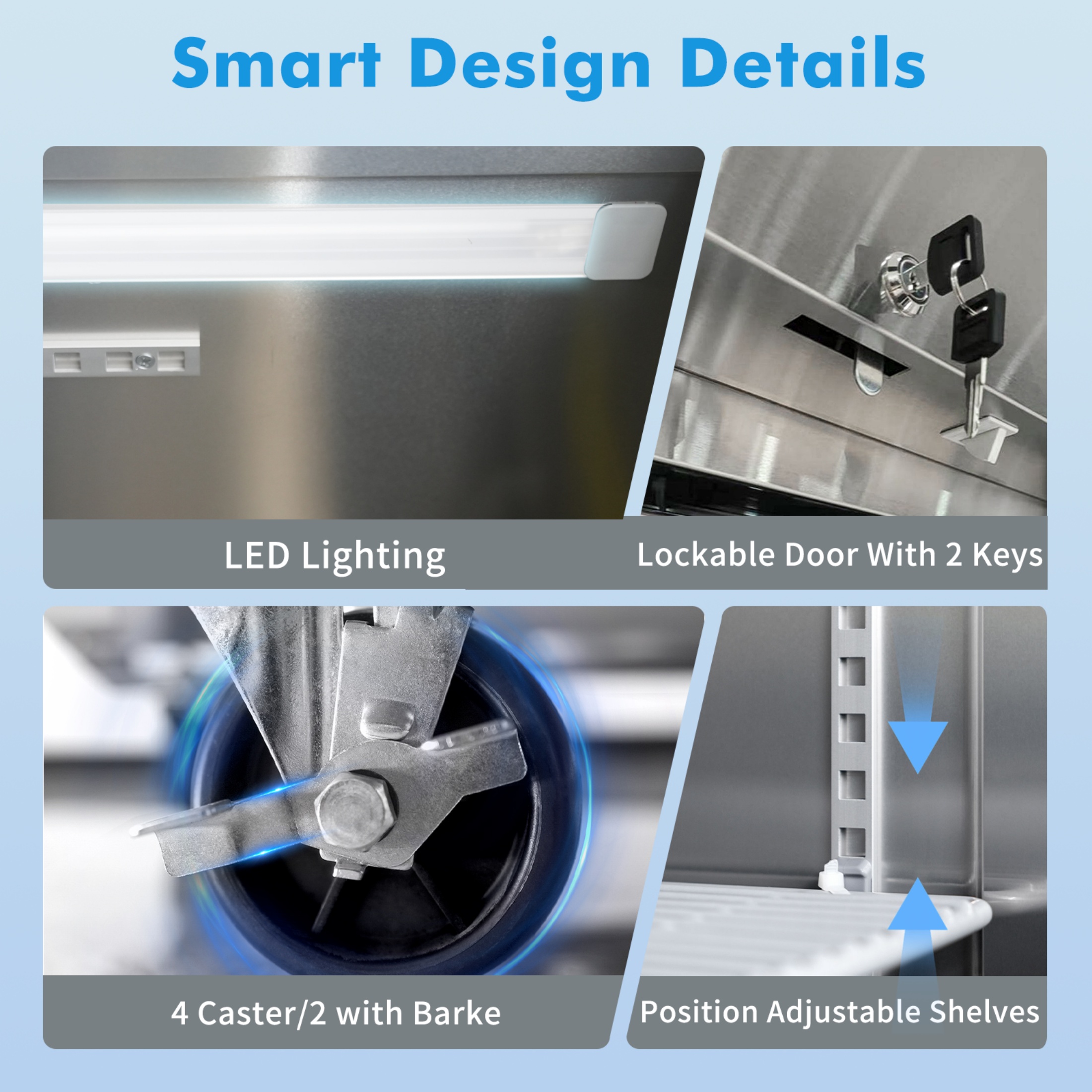 QEEKA 27"W Commercial Freezer Single Solid Door Stainless Steel Interior and Exterior Construction Reach-in Freezer 18.68 Cu.ft. Upright Fan Cooling Freezer for Restaurant,Bar,Shop,Kitchen