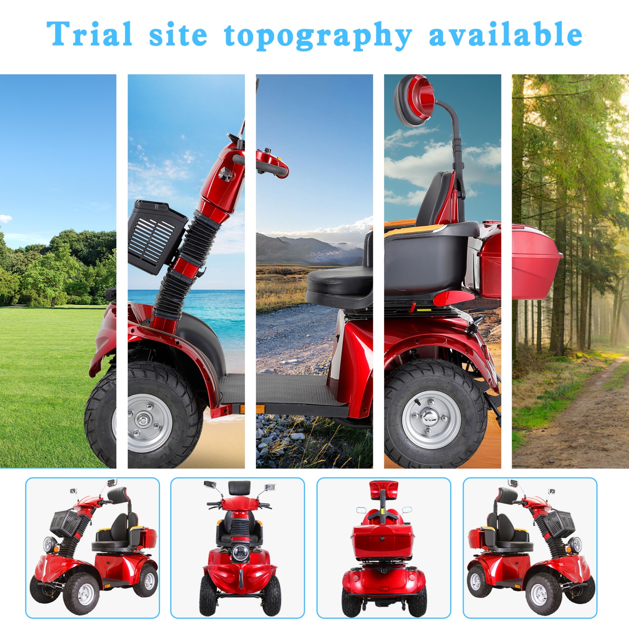 QEEKA Heavy Duty 4 Wheel Mobility Scooters,1000W All Terrain for Seniors & Adults,600 lbs Capacity,Red