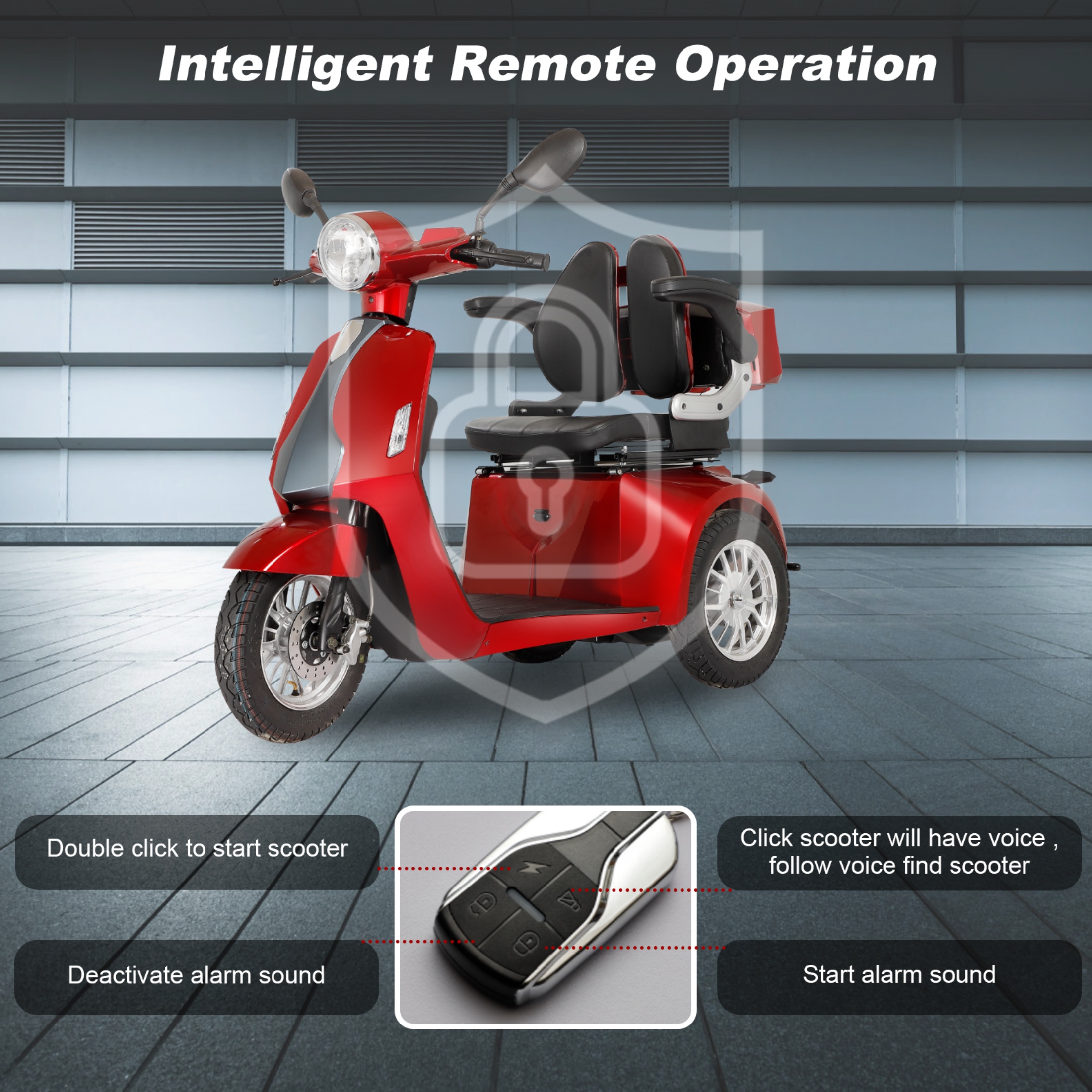 QEEKA Heavy Duty 3 Wheel Mobility Scooters for Seniors & Adults 500lbs Capacity,Red