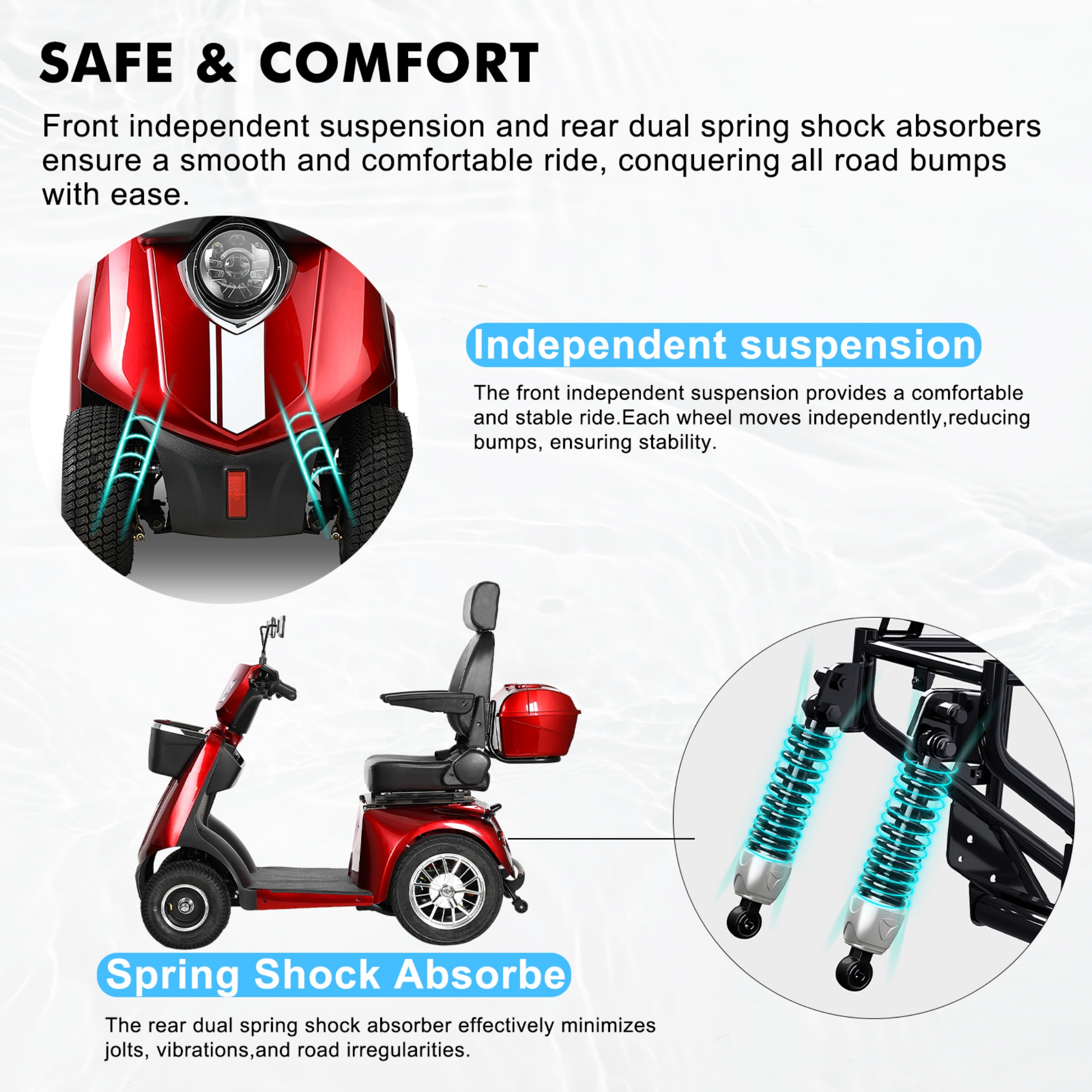 Xlluproid 1000W Heavy-Duty 4 Wheel Mobility Scooter - 500LBS Capacity All Terrain Electric Cart for Seniors,Adults