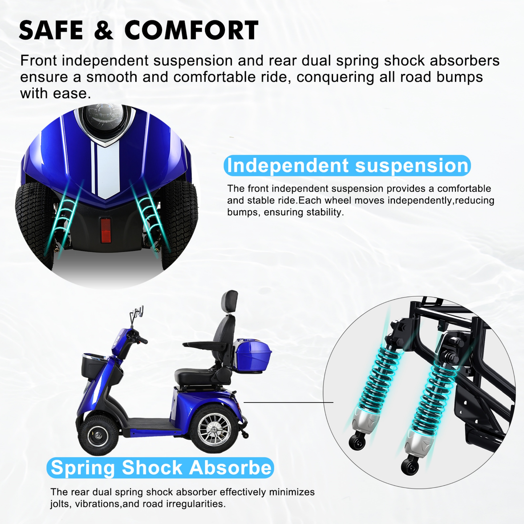 Xlluproid 1000W Heavy-Duty 4 Wheel Mobility Scooter - 500LBS Capacity All Terrain Electric Cart for Seniors,Adults