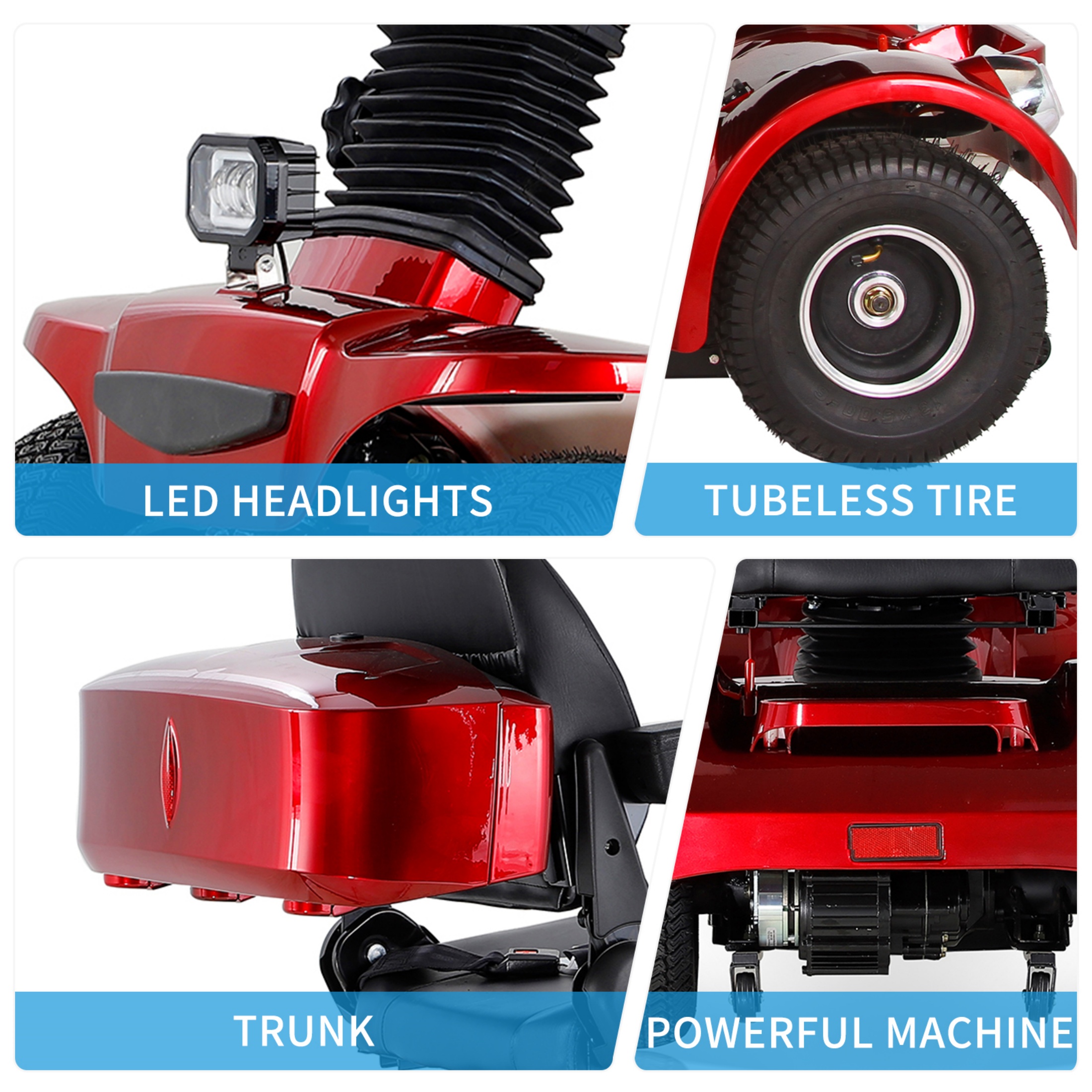Xlluproid Heavy Duty 4 Wheel Mobility Scooter for Seniors & Adults,500lbs Capacity,800W 10MPH All Terrain Scooter with 31 Miles Range,3-Speed,USB Port,Remote Key & Adjustable Seat