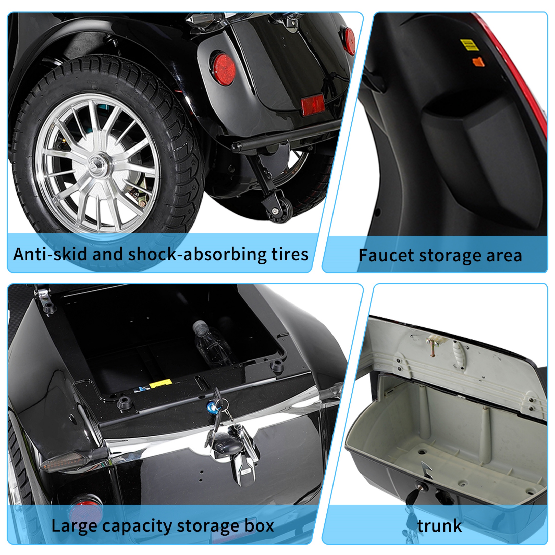 Xlluproid 4-Wheel Heavy Duty Mobility Scooter for Adults & Seniors - 800W Motor,Adjustable Seat,Remote Key & Locking Rear Storage Box