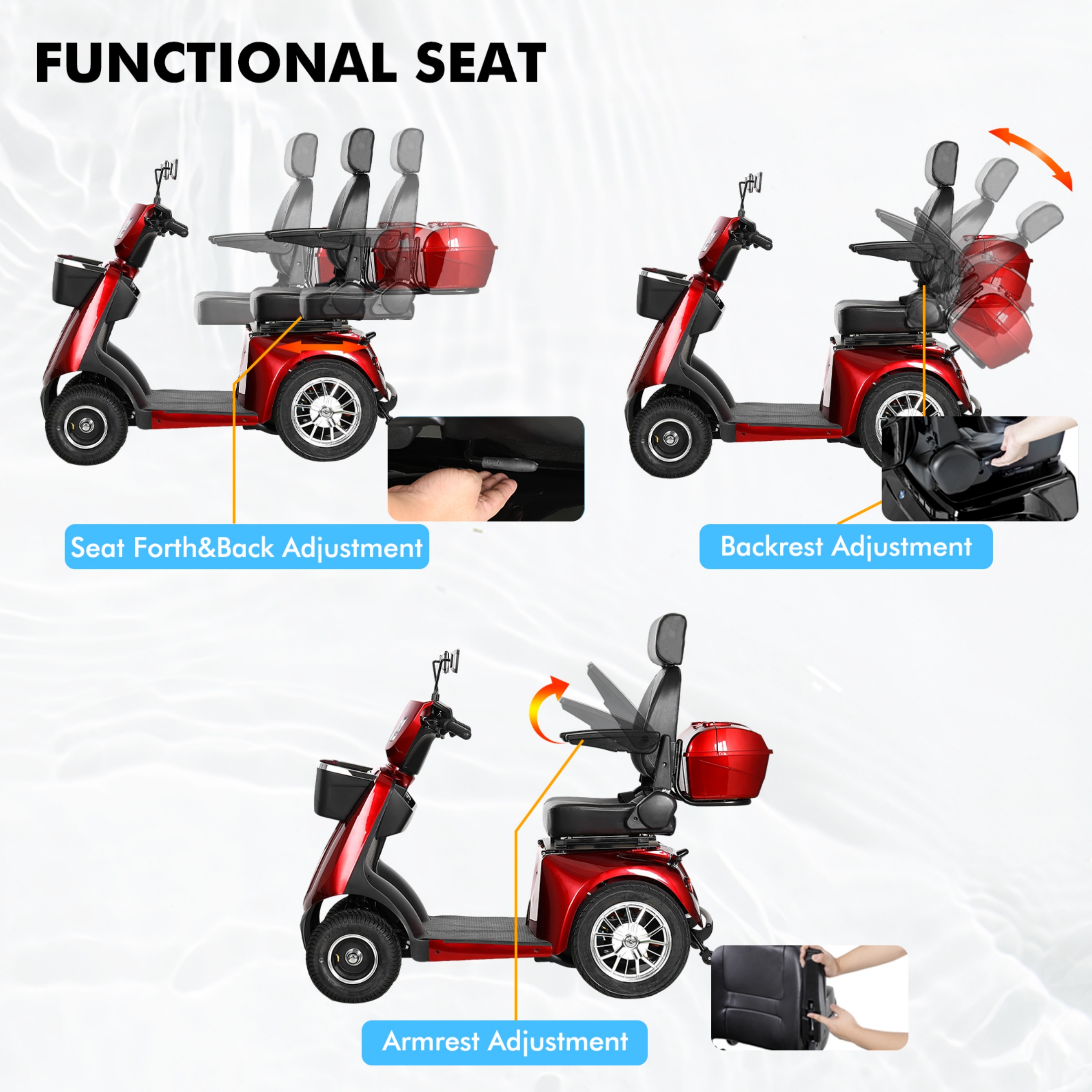Xlluproid 1000W Heavy-Duty 4 Wheel Mobility Scooter - 500LBS Capacity All Terrain Electric Cart for Seniors,Adults