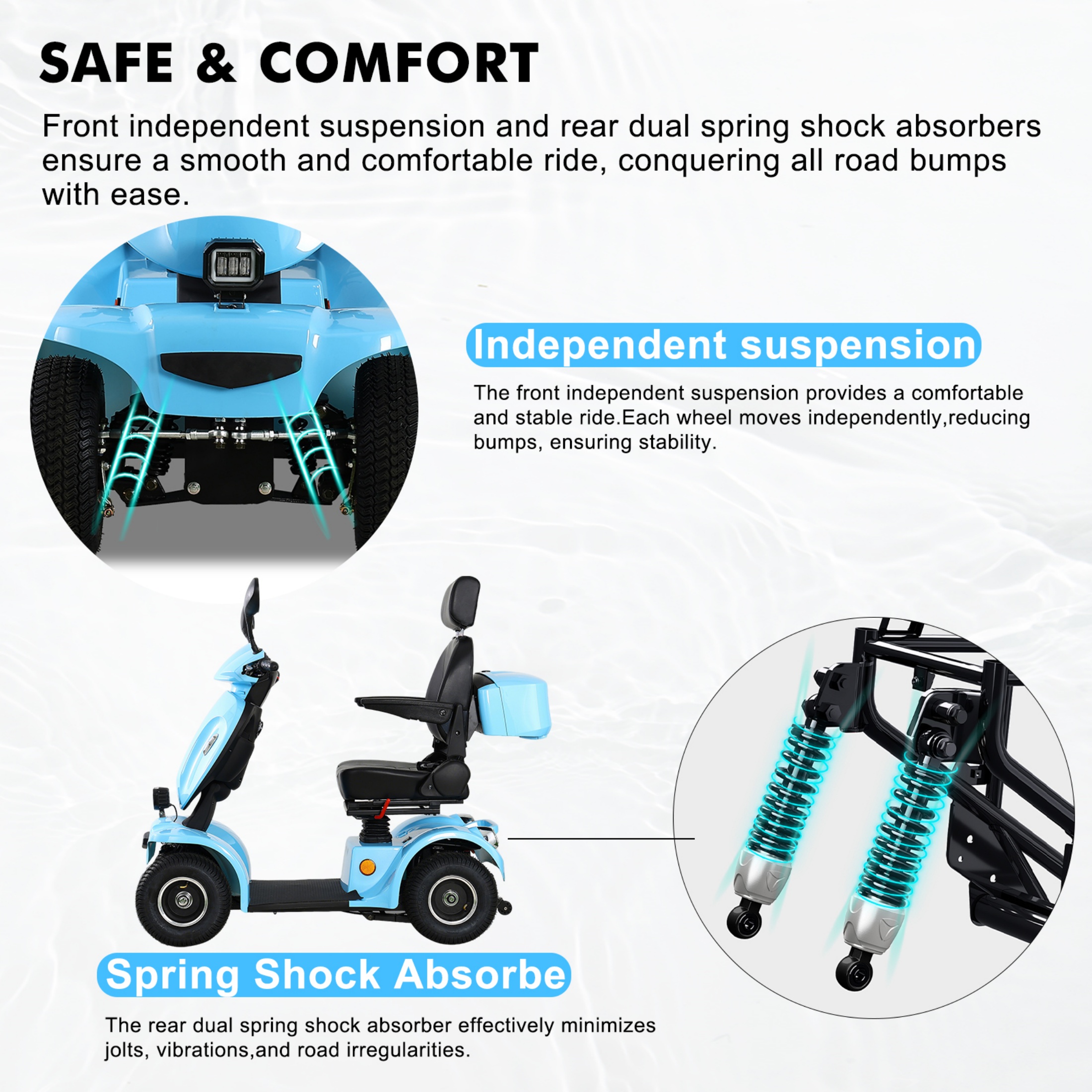 QEEKA Heavy Duty 4 Wheel Electric Mobility Scooter for Seniors & Adults,All Terrain,1000W Brushless Motor,33 Miles Long Range
