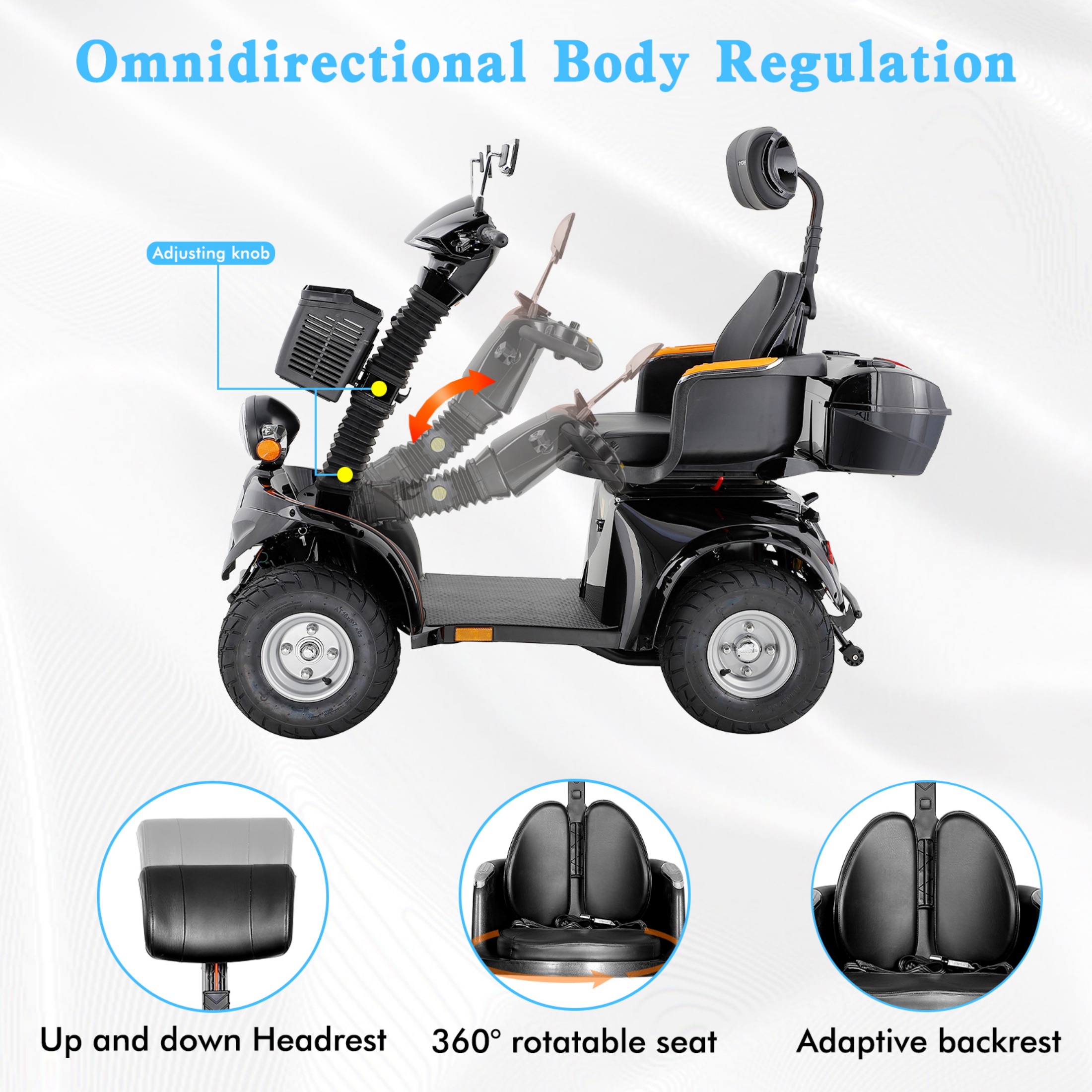 QEEKA Mobility Scooter,Heavy Duty 4 Wheel Mobility Scooters,1000W All Terrain for Seniors & Adults,600 lbs Capacity,Black
