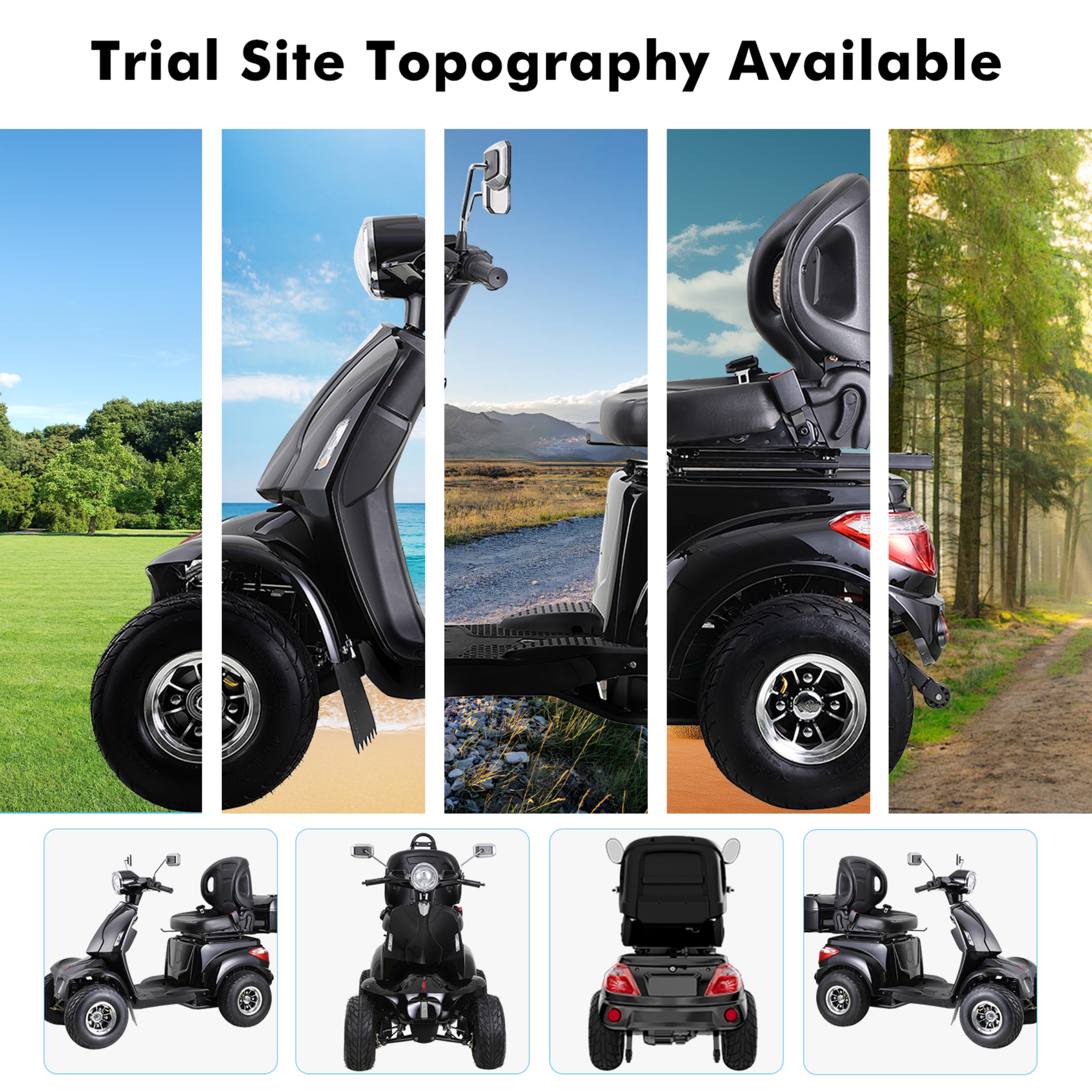Mobility Scooter, Heavy Duty Electric Golf Cart 4 Wheel Powered Mobility Scooters for Seniors & Adults,Powerful Battery with Rear Lockbox & Golf Cart Rack Adjustable Seat,Black