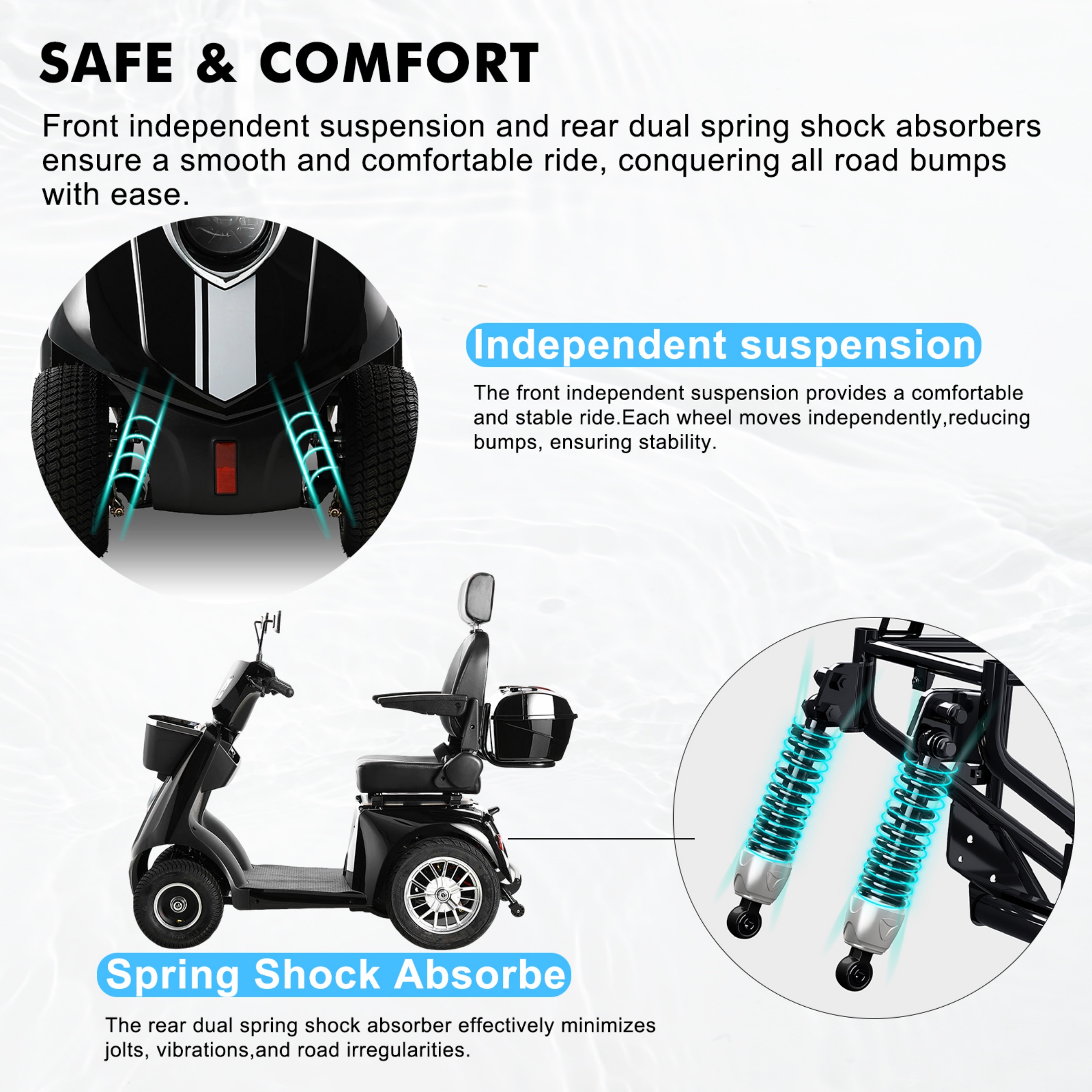 Xlluproid 1000W Heavy-Duty 4 Wheel Mobility Scooter - 500LBS Capacity All Terrain Electric Cart for Seniors,Adults
