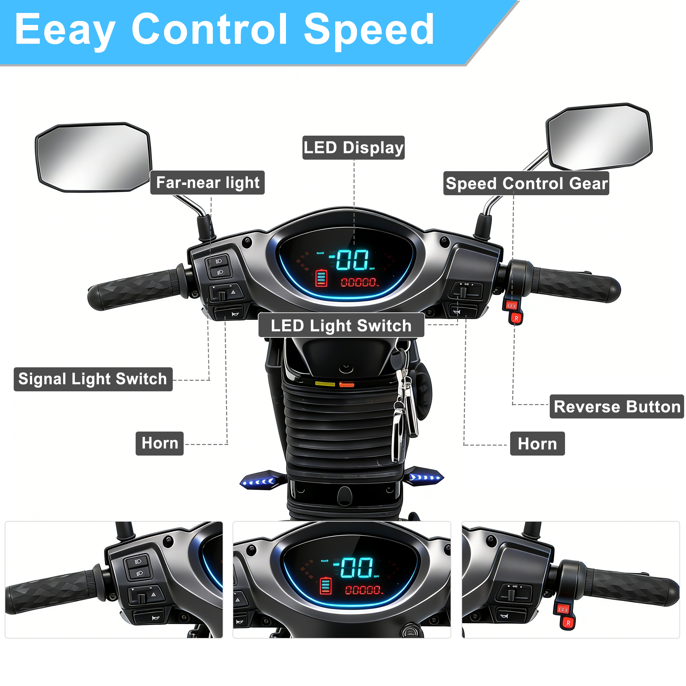Xlluproid All Terrain Heavy Duty Mobility Scooter for Seniors & Adults,500 lbs Capacity,1000W 4 Wheel Electric Powered Scooter