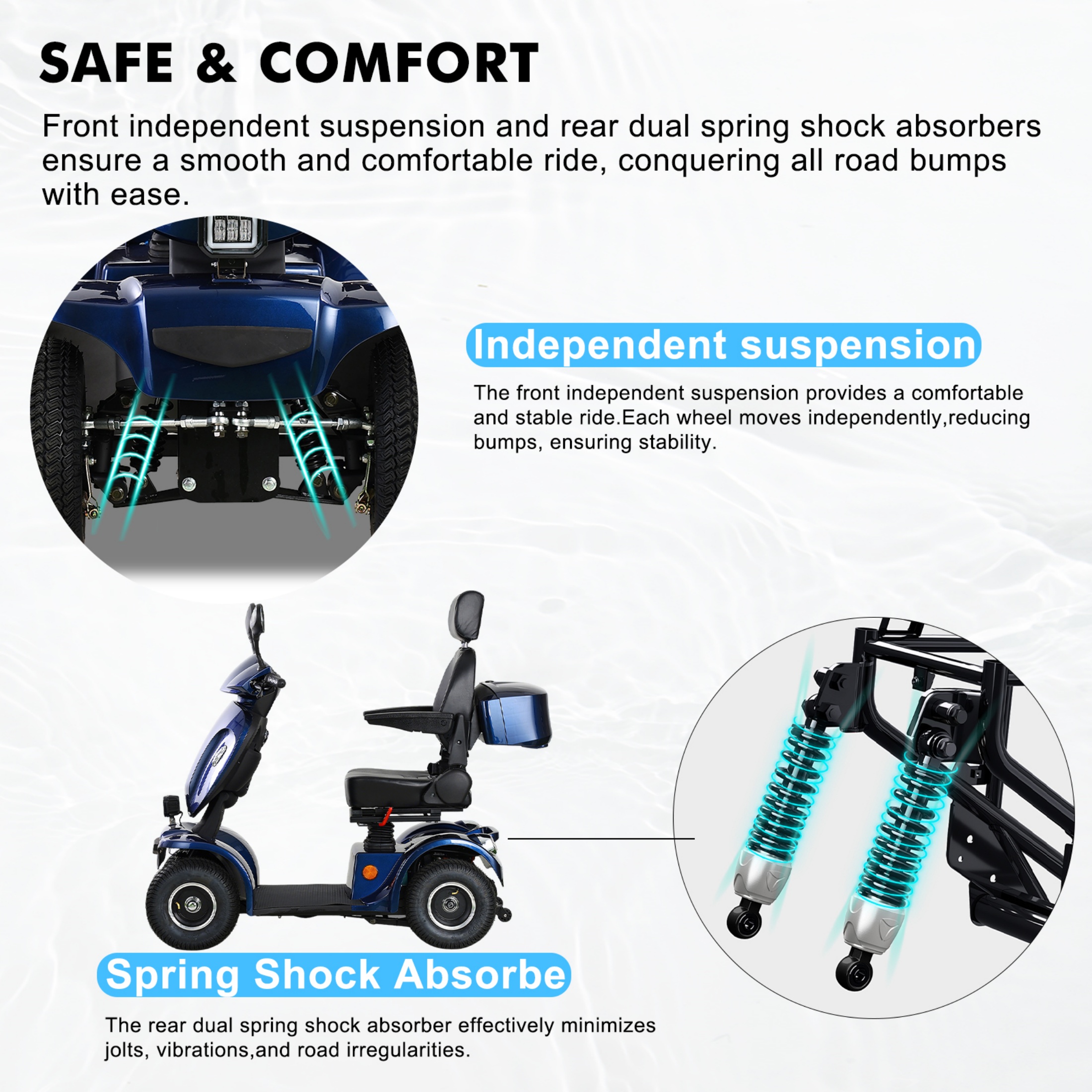 QEEKA Heavy Duty 4 Wheel Electric Mobility Scooter for Seniors & Adults,All Terrain,1000W Brushless Motor,33 Miles Long Range