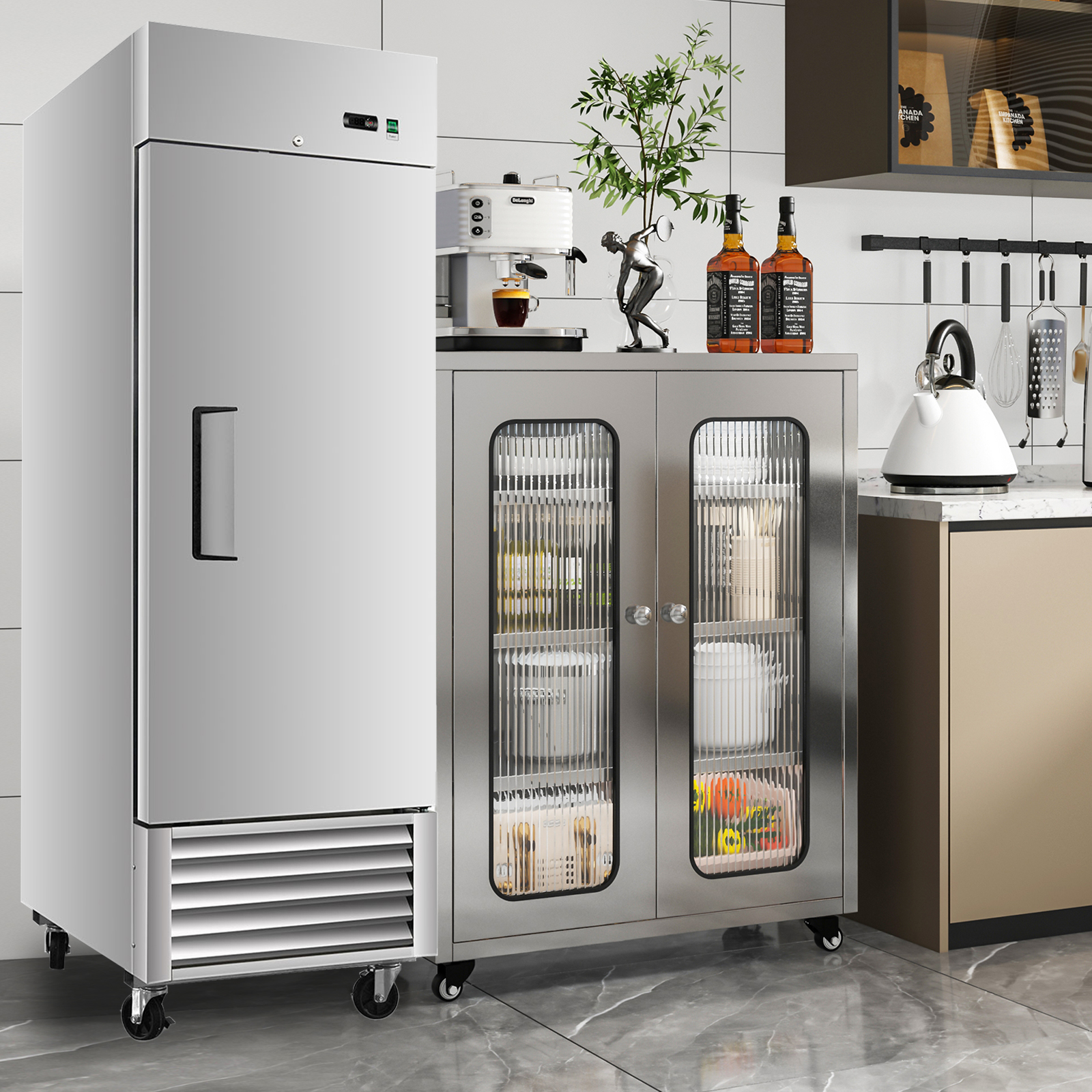  27"W Commercial Refrigerator 18.68 Cu.ft.Reach-in Merchandising Refrigerator for Restaurant,Bar,Shop