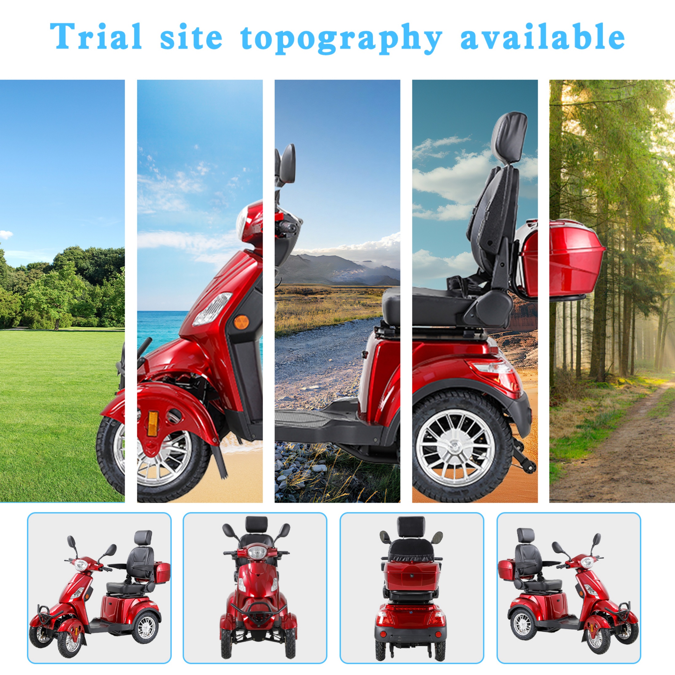 QEEKA Mobility Scooters,Heavy Duty 4 Wheel for Seniors & Adults 500lbs Capacity - Electric Powered Chair,800W,Red