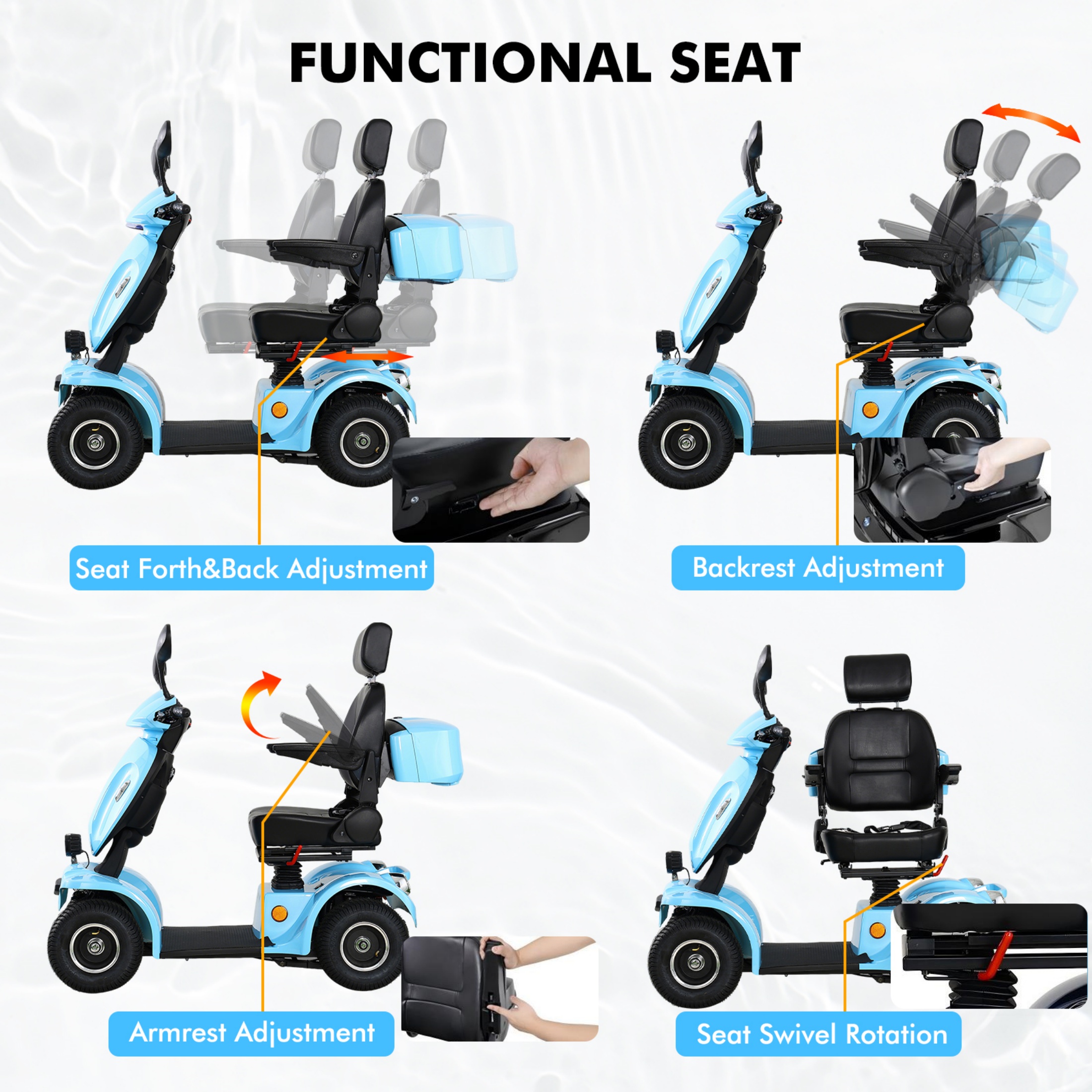 QEEKA Heavy Duty 4 Wheel Electric Mobility Scooter for Seniors & Adults,All Terrain,1000W Brushless Motor,33 Miles Long Range