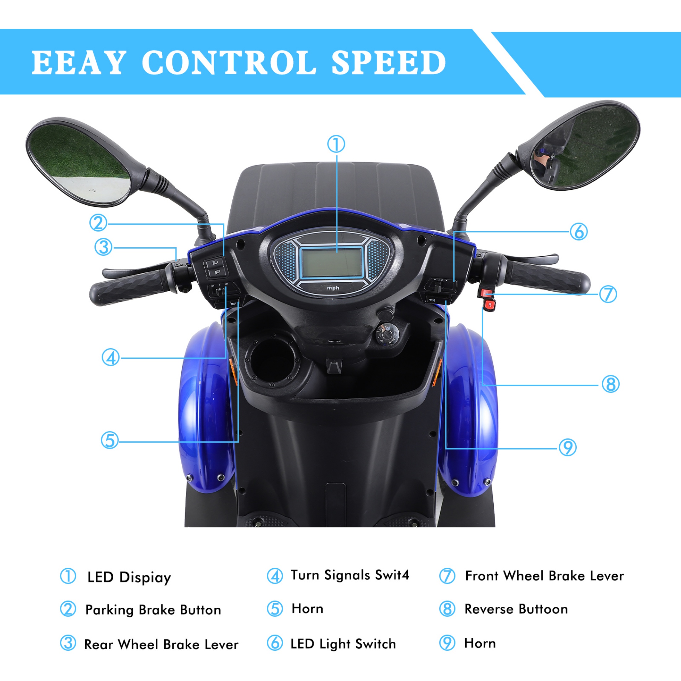 QEEKA All Terrain Mobility Scooter,Heavy-Duty 4 Wheel Mobility Scooters 500lbs Capacity -800W,Handicap Scooters for Seniors & Adults Travel,Elderly,Remote Key