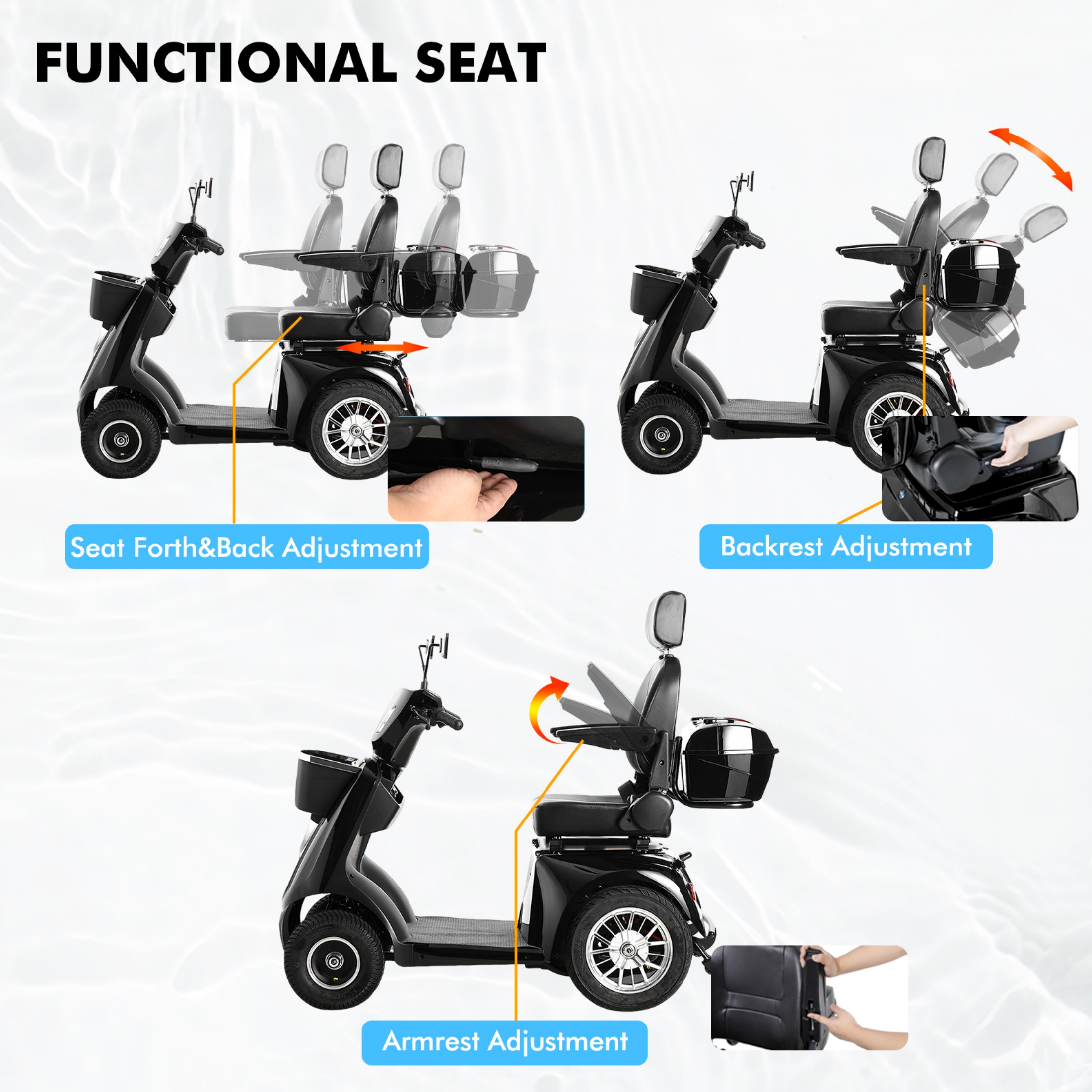 Xlluproid 1000W Heavy-Duty 4 Wheel Mobility Scooter - 500LBS Capacity All Terrain Electric Cart for Seniors,Adults