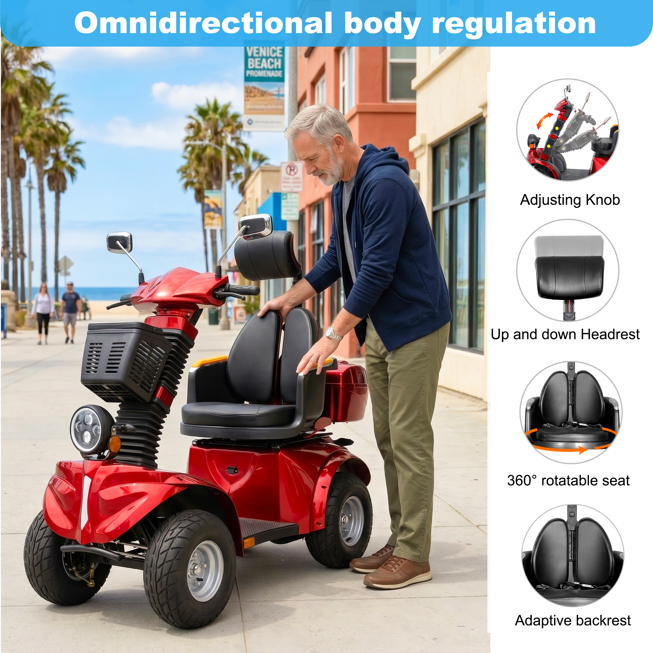 Xlluproid All Terrain Heavy Duty Mobility Scooter for Seniors & Adults,500 lbs Capacity,1000W 4 Wheel Electric Powered Scooter