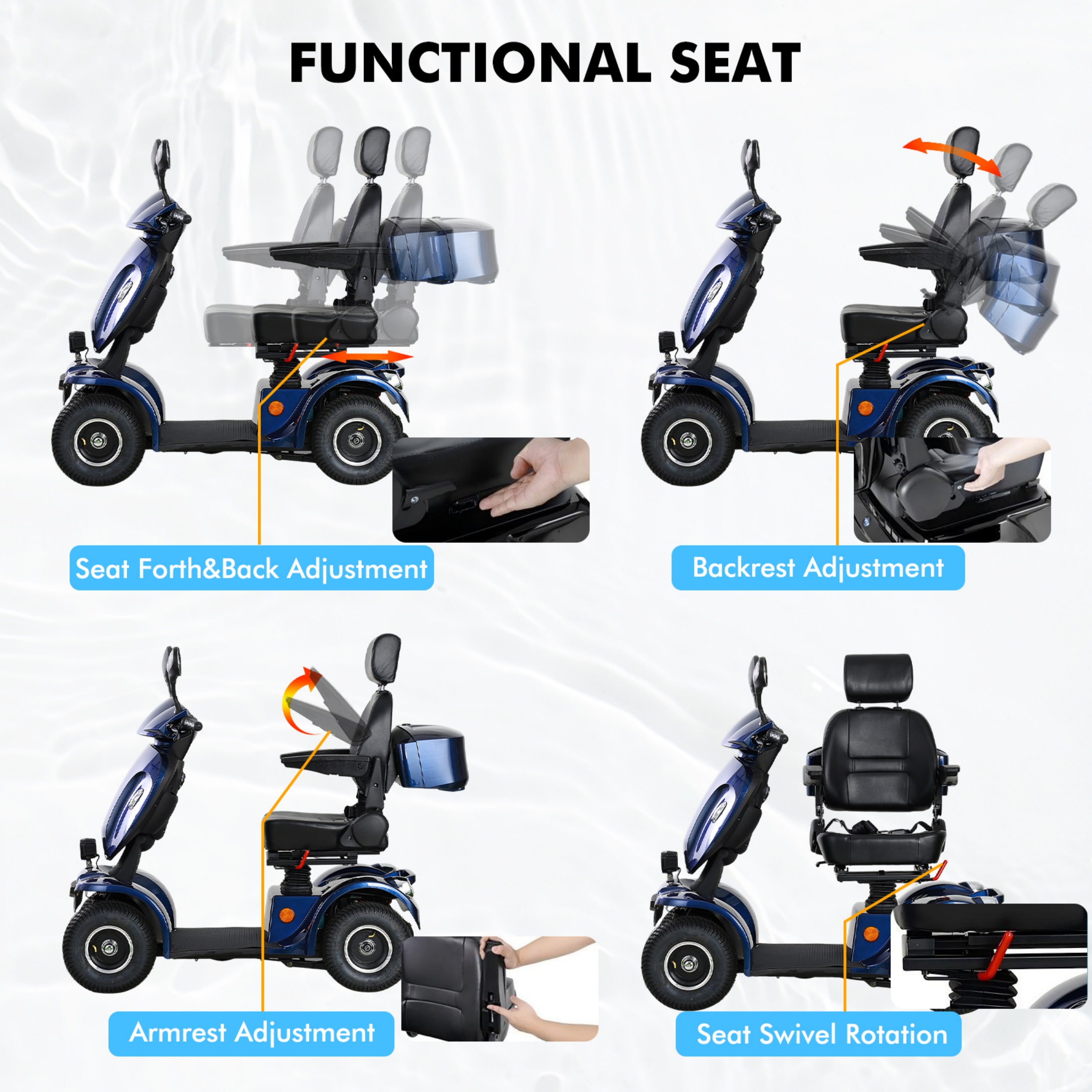 QEEKA Heavy Duty 4 Wheel Electric Mobility Scooter for Seniors & Adults,All Terrain,1000W Brushless Motor,33 Miles Long Range