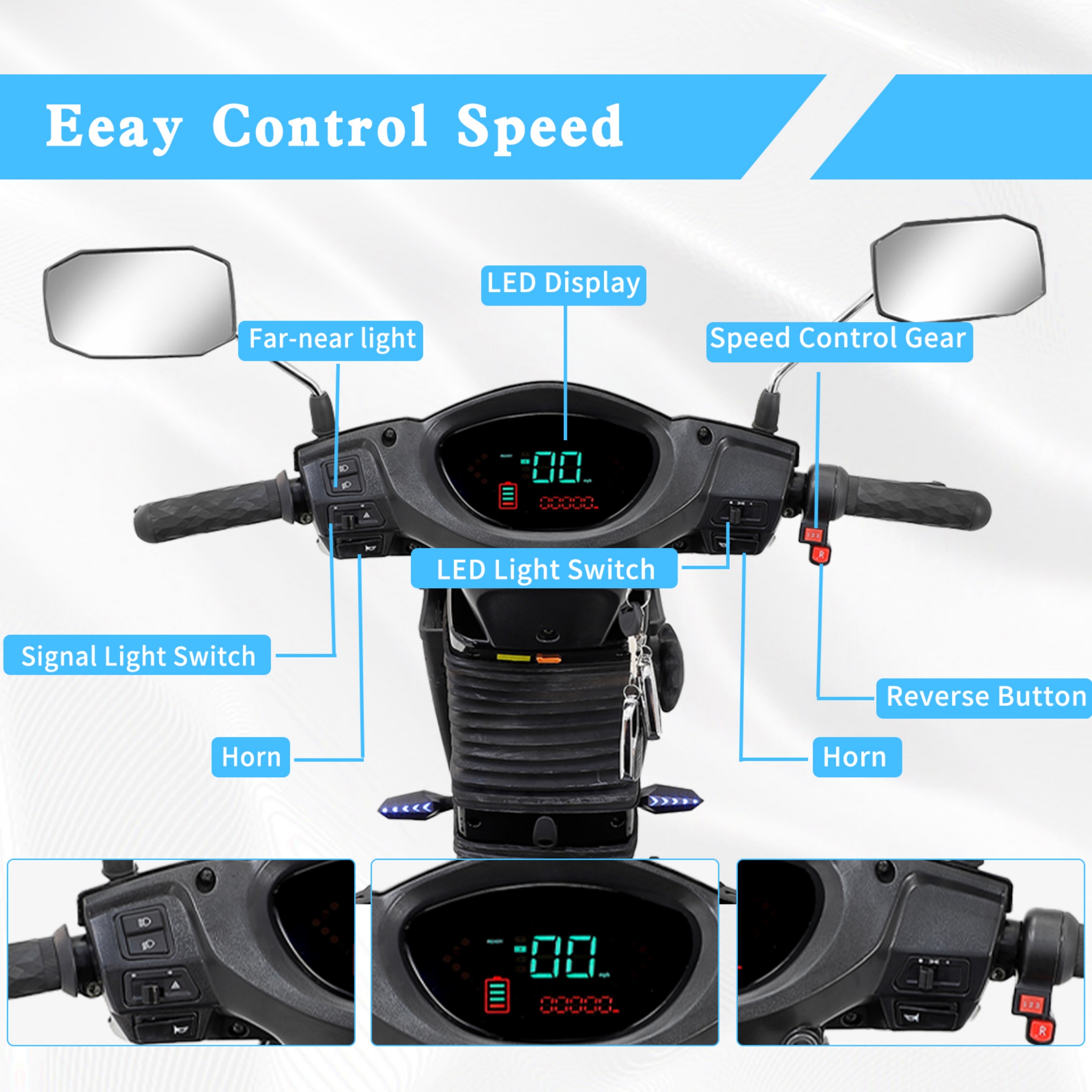 QEEKA Mobility Scooter,Heavy Duty 4 Wheel Mobility Scooters,1000W All Terrain for Seniors & Adults,600 lbs Capacity,Black
