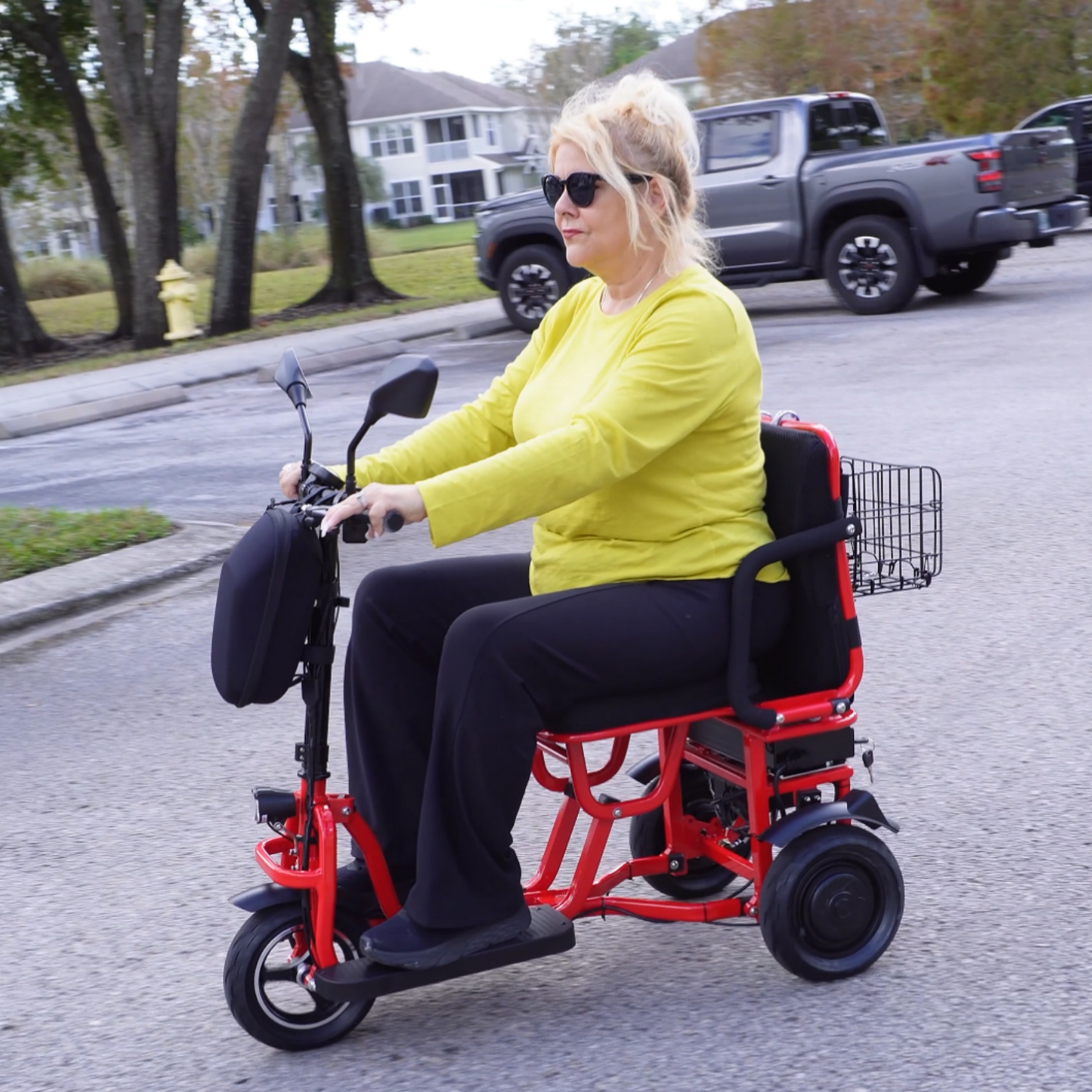 QEEKA Foldable 3 Wheel Mobility Scooter for Seniors and Adults,Fits in Car Trunk,Lightweight & High-Power 700W,300lbs Capacity,20 mile Range,Black