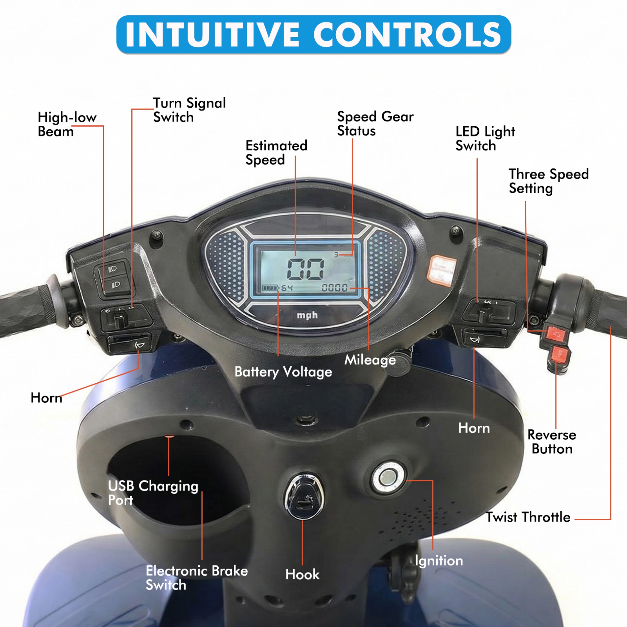 QEEKA Heavy Duty 4 Wheel Electric Mobility Scooter for Seniors & Adults,All Terrain,1000W Brushless Motor,33 Miles Long Range