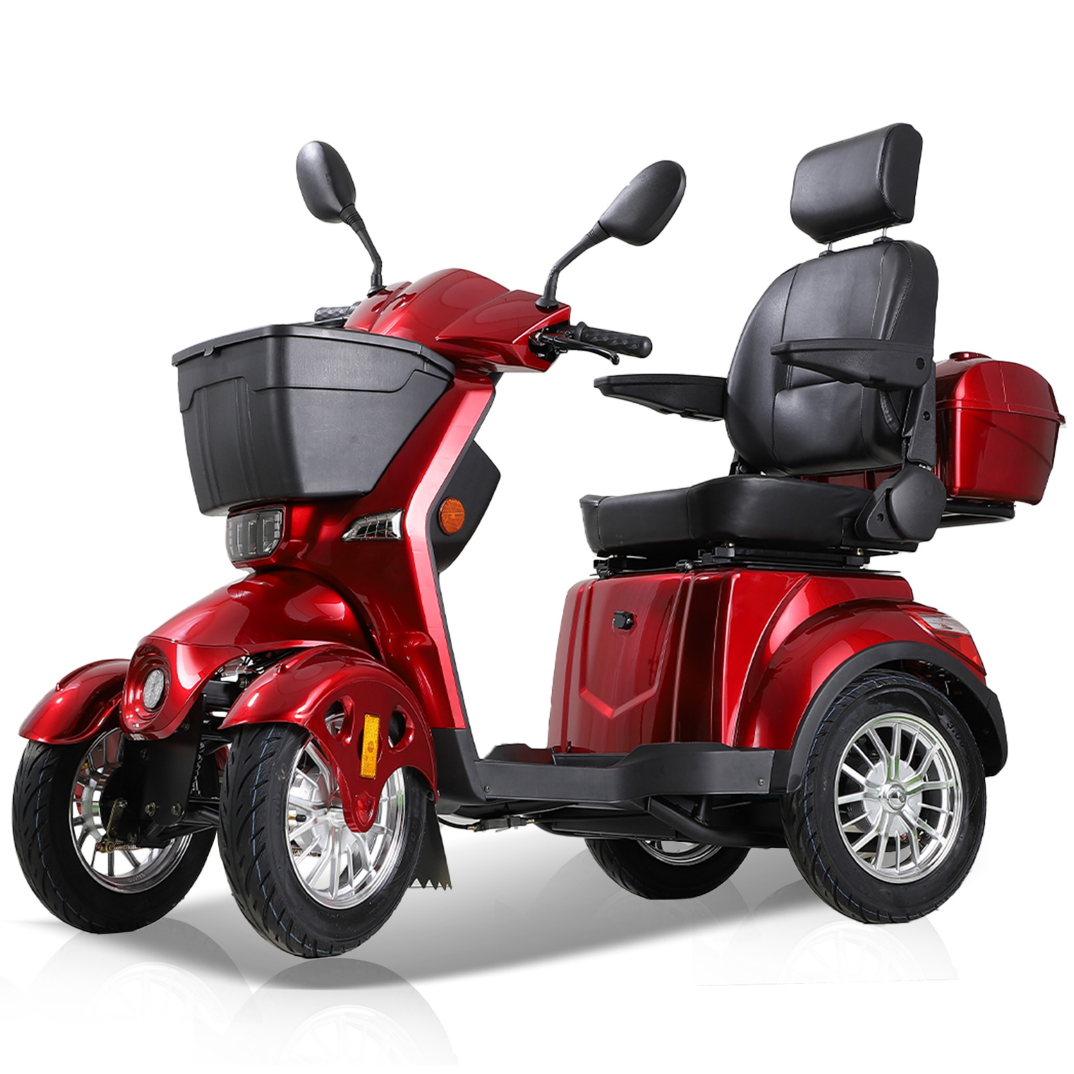 QEEKA All Terrain Mobility Scooter,Heavy-Duty 4 Wheel Mobility Scooters 500lbs Capacity -800W,for Seniors & Adults Travel,Red