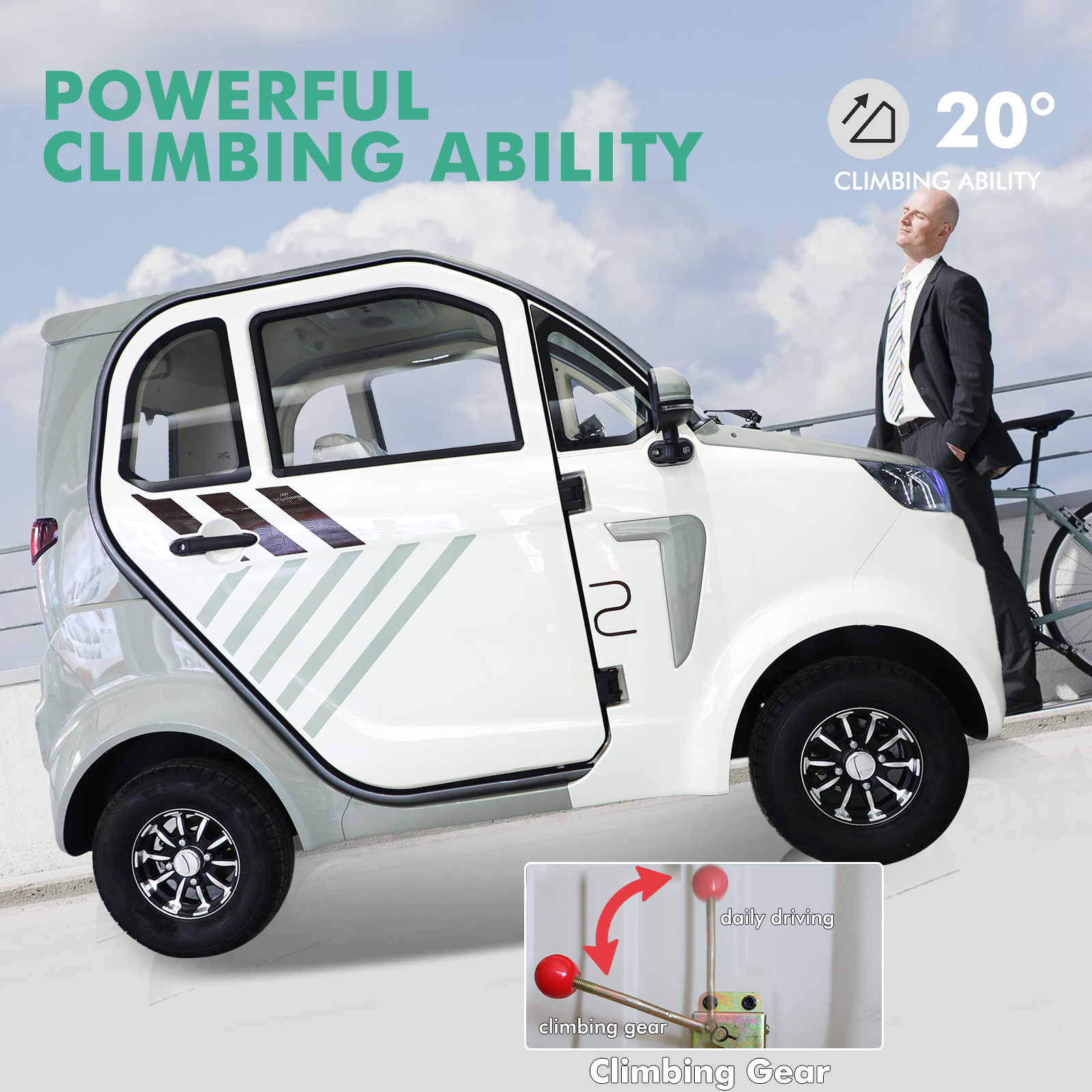 QEEKA Fully Enclosed Mobility Scooter - 4-Wheel 1500W,3 Passengers,All-Weather Protection,Suitable for Adults and Seniors