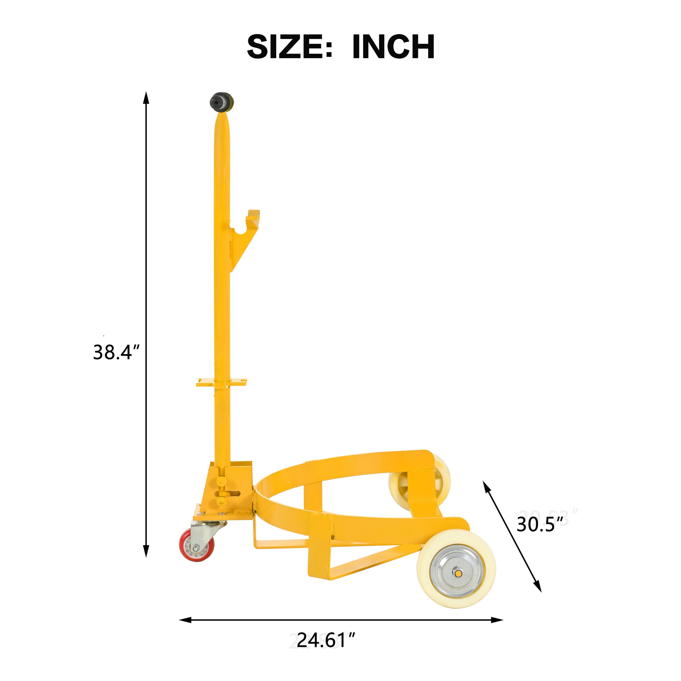 CTOSPOATO 55 Gallon Drum Dolly,1200lbs Capacity Drum Cart with Bung Wrench Handle and Swivel Wheels with Brake,Low Profile,Yellow