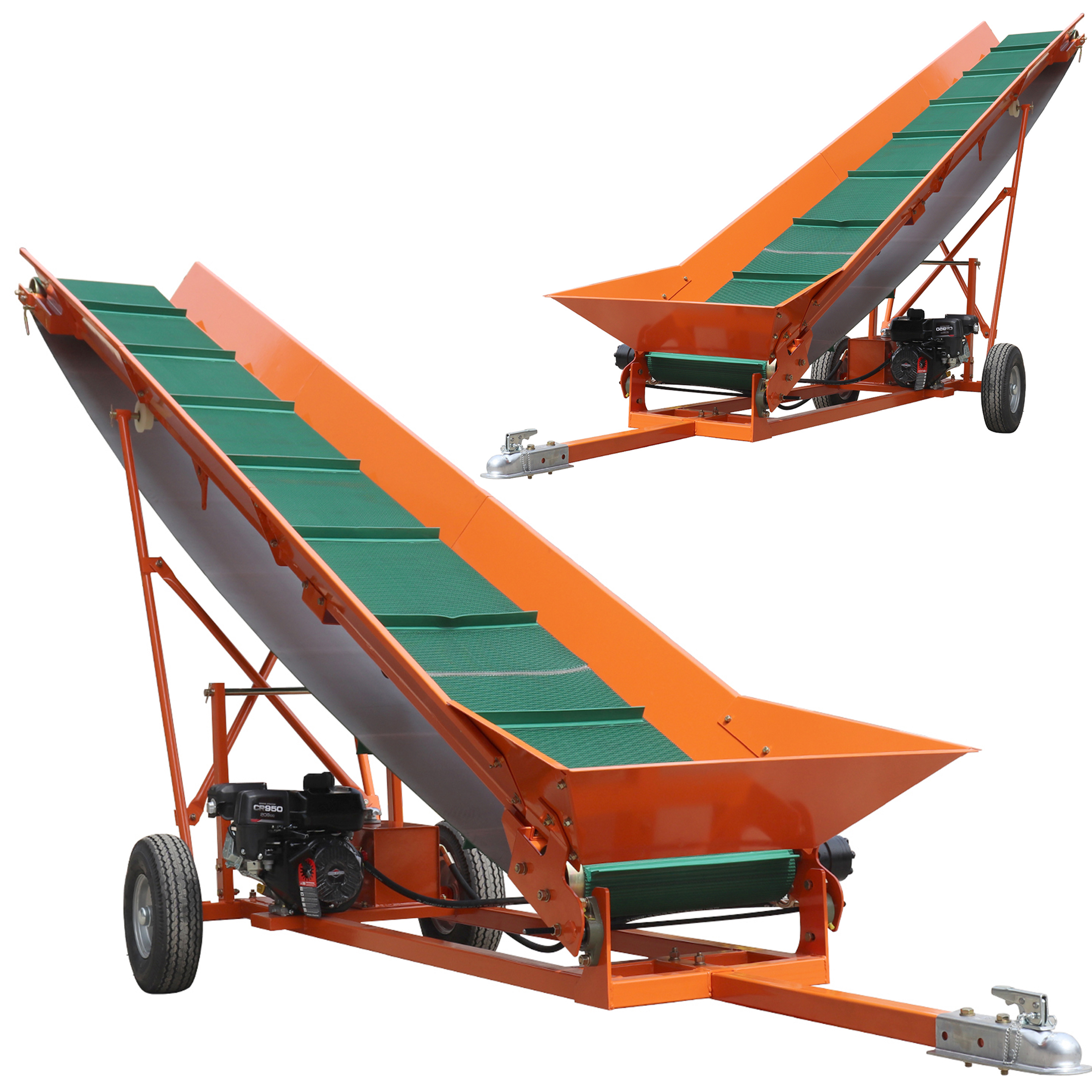 Firewood Conveyor 6.5HP 208cc Gasoline Powered 19.7" Width PVC Belt Wood Conveyor Lifter Elevator with B&S Engine