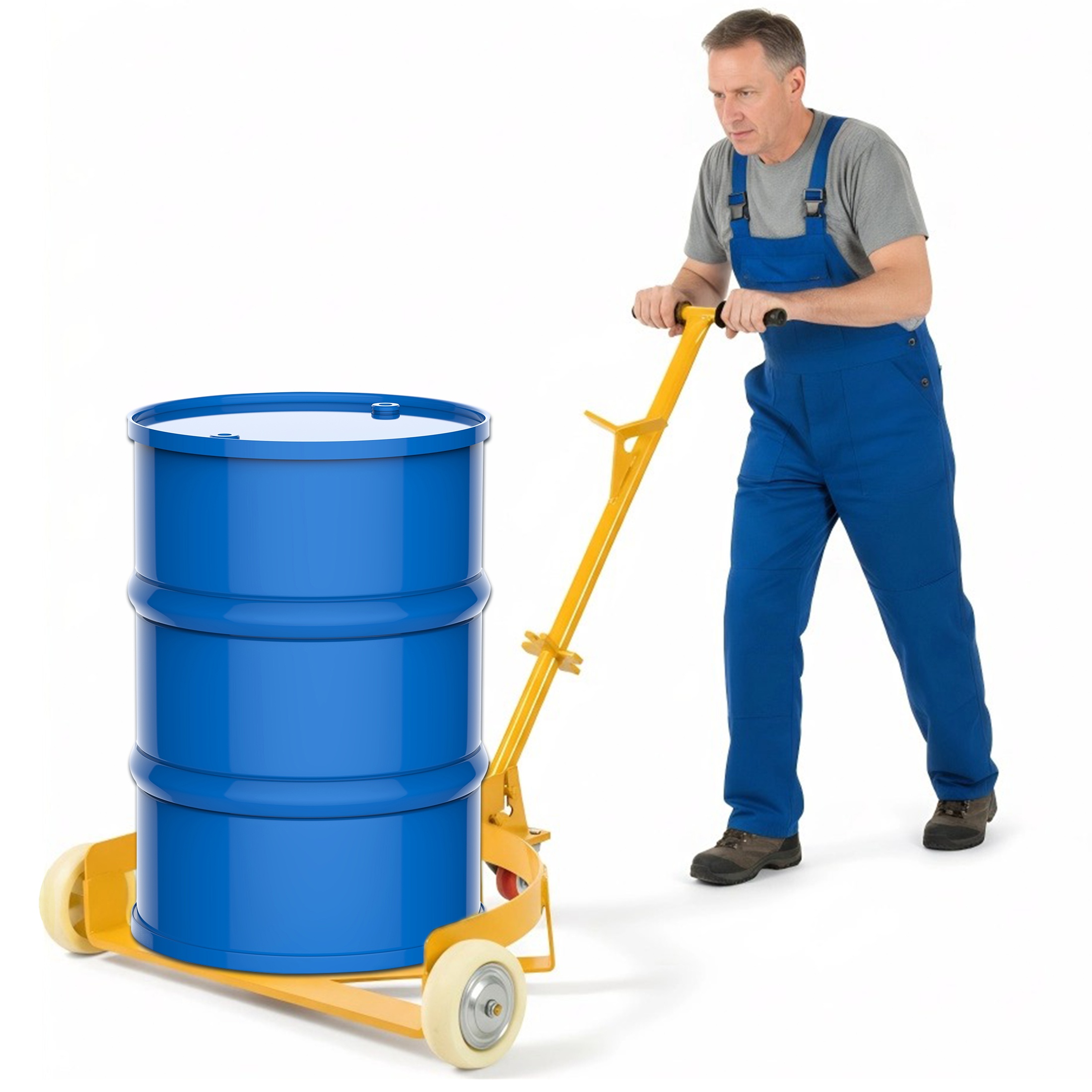 CTOSPOATO 55 Gallon Drum Dolly,1200lbs Capacity Drum Cart with Bung Wrench Handle and Swivel Wheels with Brake,Low Profile,Yellow