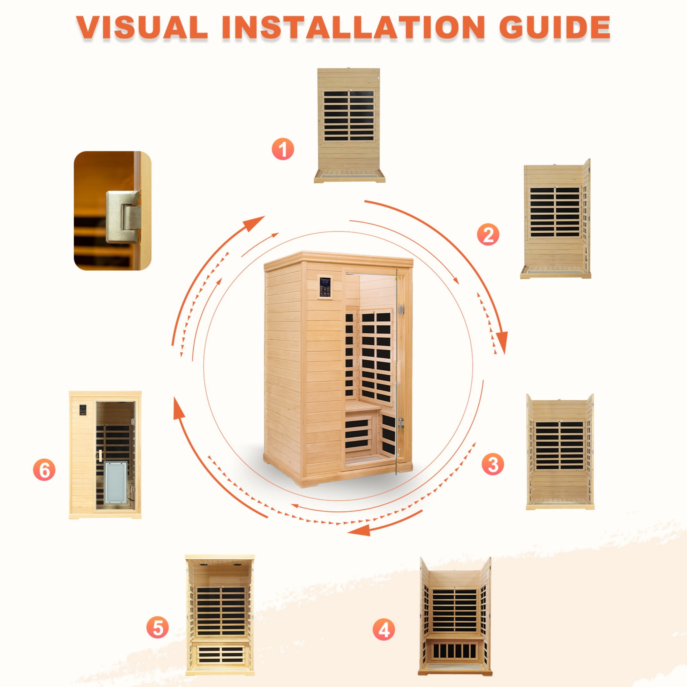 CTOSPOATO 2-Person Far Infrared Dry Sauna - Hemlock Wood Indoor Home Sauna with Low EMF, Colored Lights & 1750W Heater,Natural