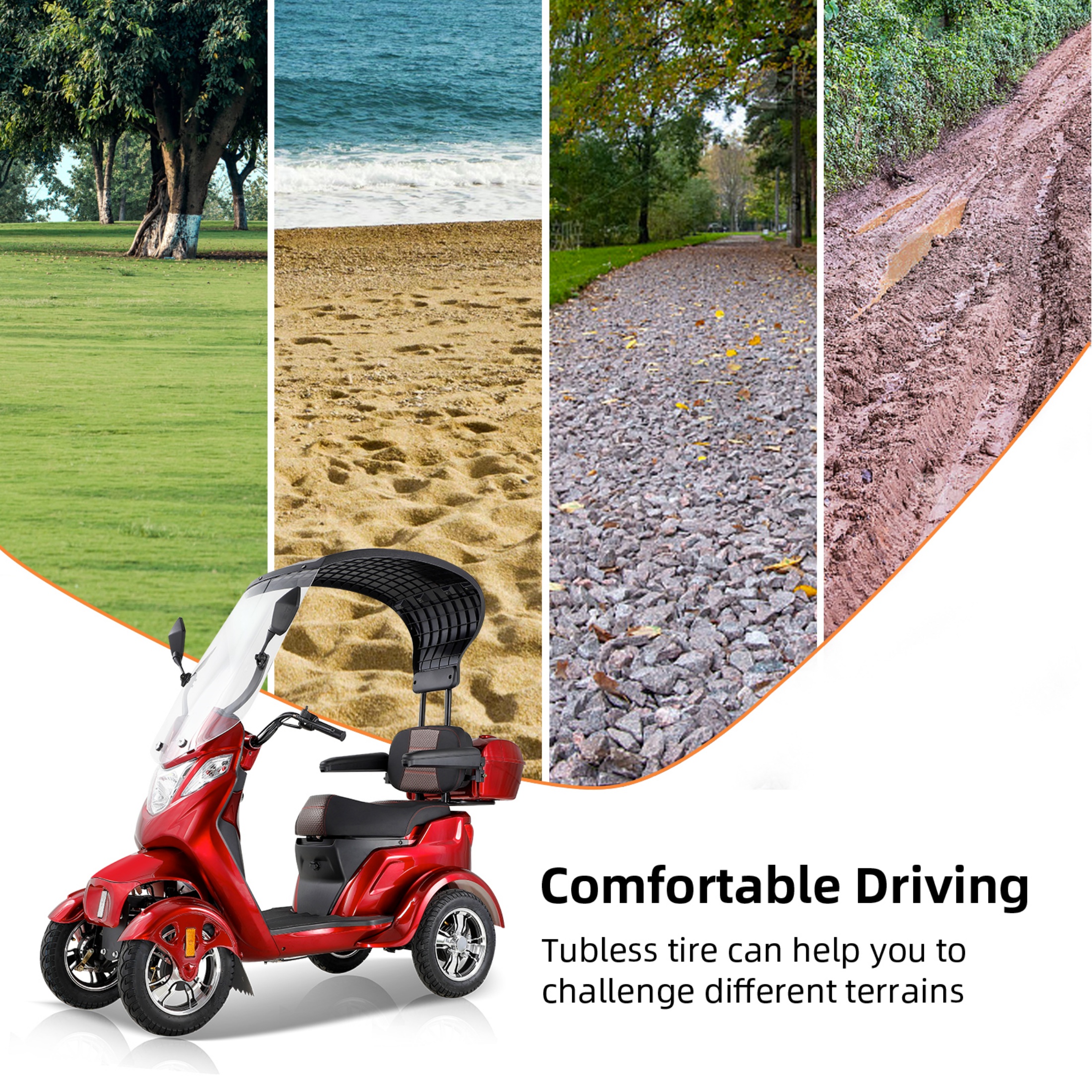 QEEKA Mobility Scooter for Adults & Seniors, Electric Powered Wheelchair with Canopy, Rear Lockbox Under Seat Storage