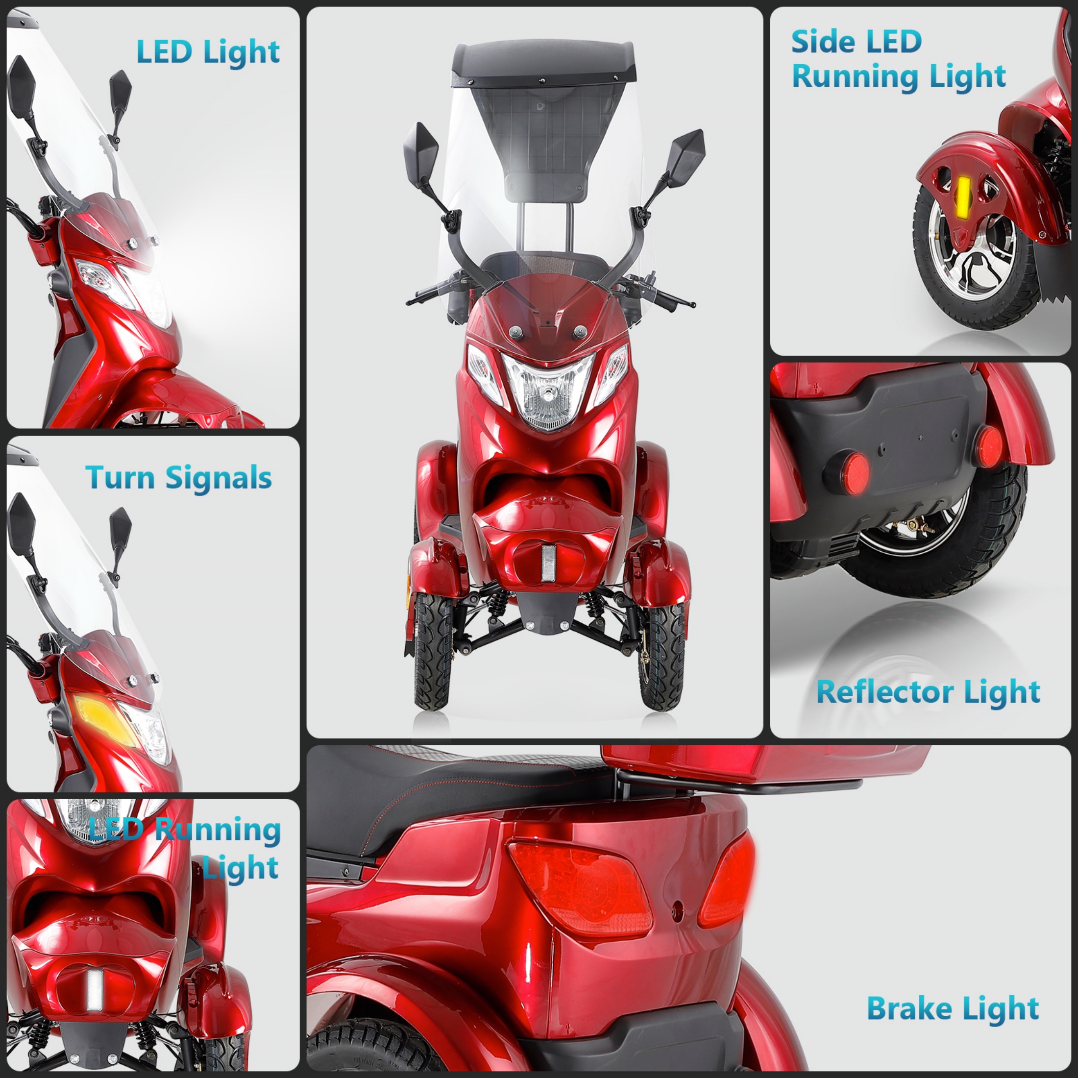 QEEKA Mobility Scooter for Adults & Seniors, Electric Powered Wheelchair with Canopy, Rear Lockbox Under Seat Storage