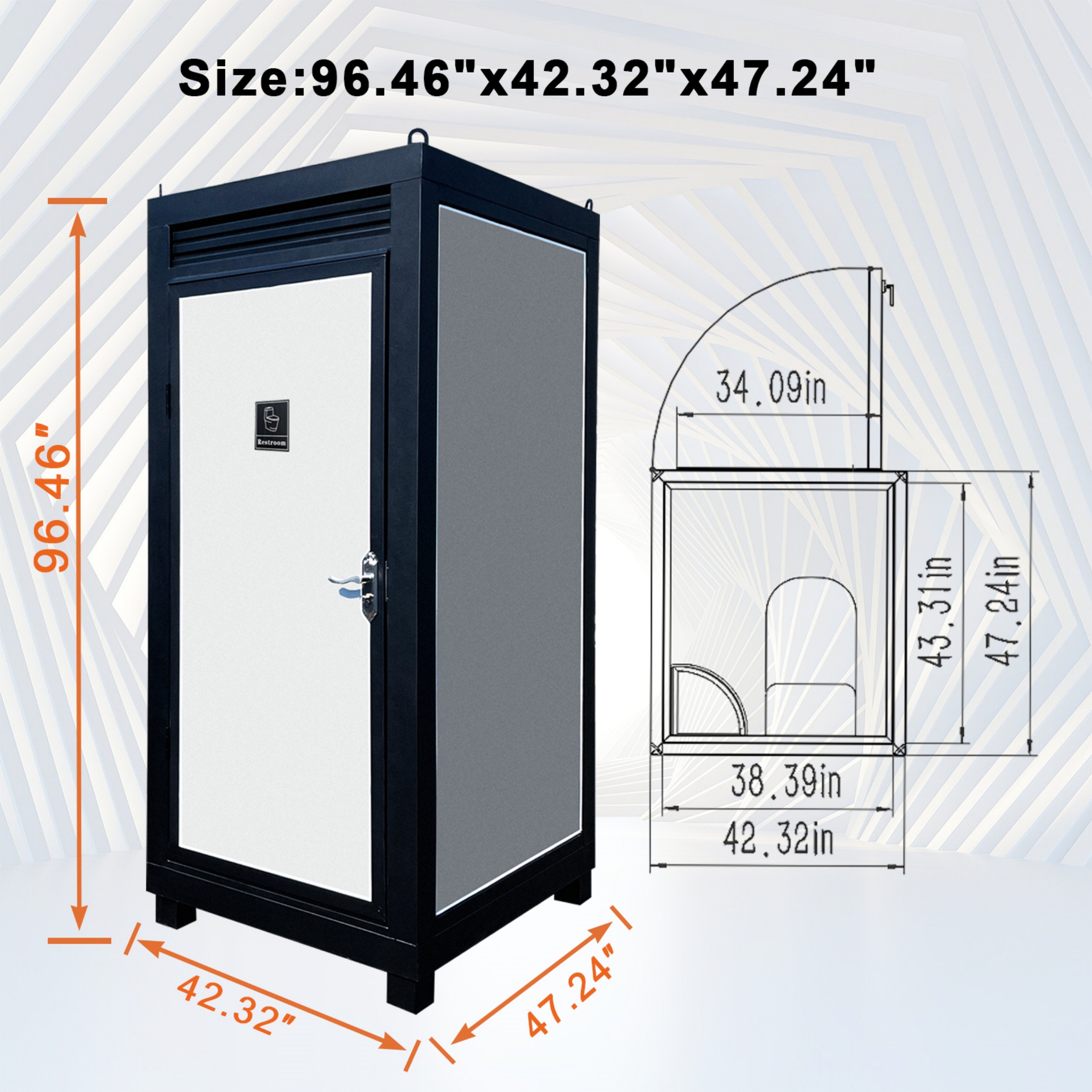 CTOSPOATO Person Portable Toilet Cabin – Outdoor Restroom with Light, Sink & Vent Fan,Mobile Restroom for Concerts, Conventions, Construction, Sporting Events
