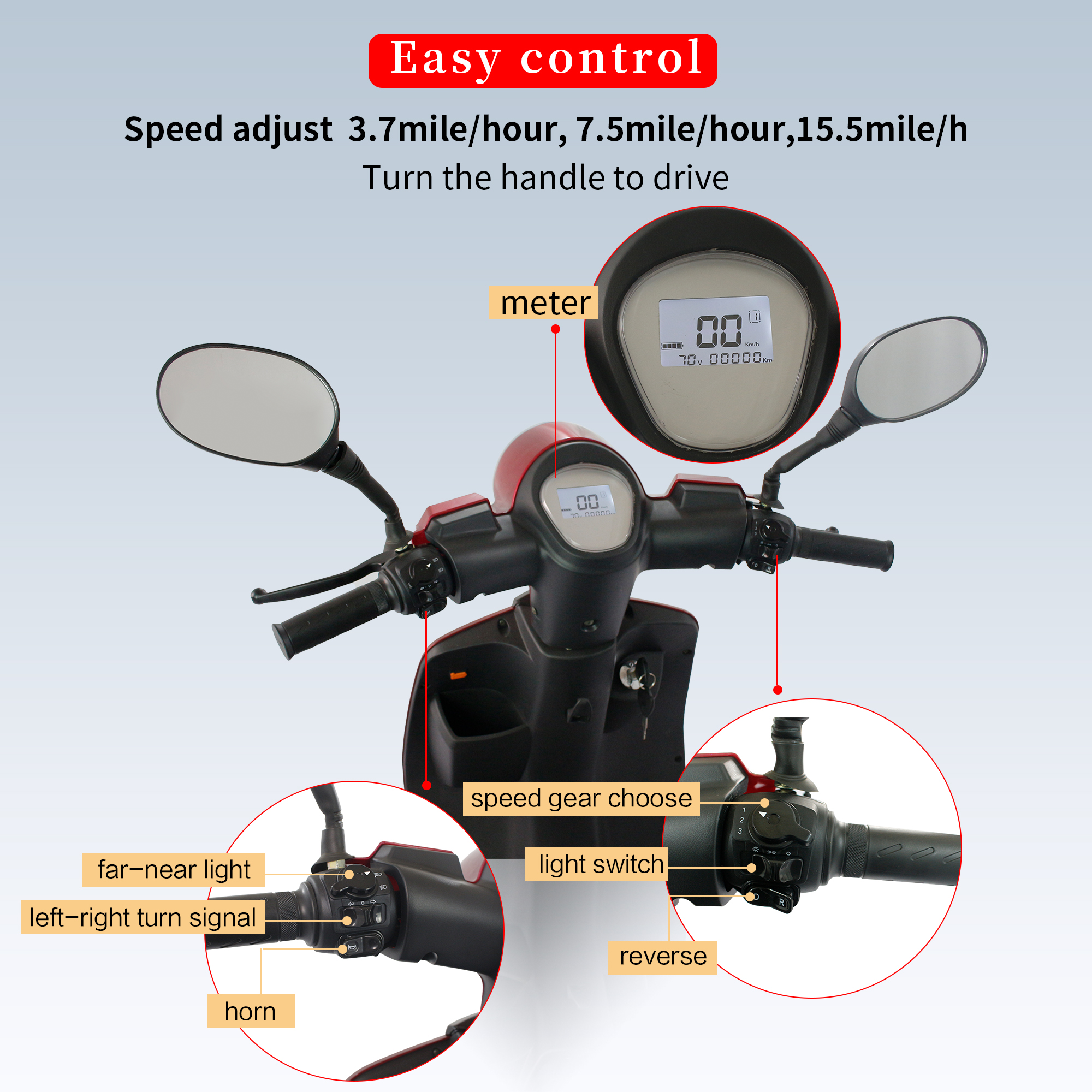 Xlluproid 4-Wheel Heavy Duty Mobility Scooter for Adults & Seniors - 800W Motor,Adjustable Seat,Remote Key & Locking Rear Storage Box