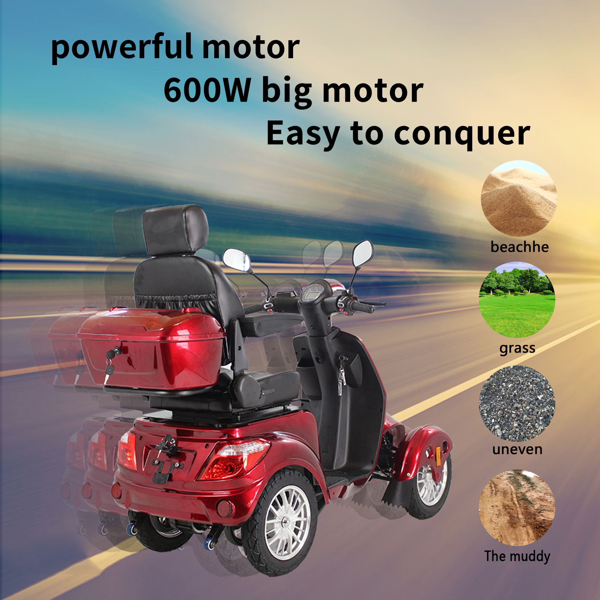 Xlluproid 4-Wheel Heavy Duty Mobility Scooter for Adults & Seniors - 800W Motor,Adjustable Seat,Remote Key & Locking Rear Storage Box