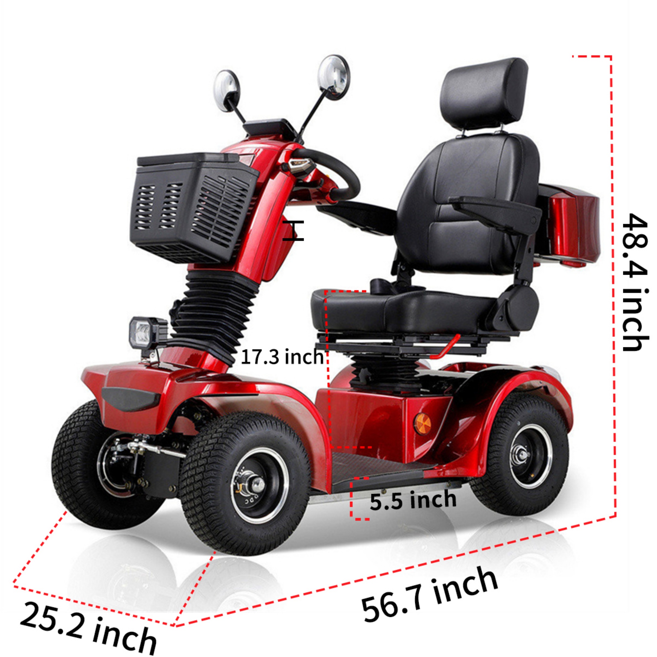 QEEKA Mobility Scooter,4 Wheels Mobility Scooter for Adults Seniors, Electric Folding Wheelchair Device for Travel,3-Speed Travel Long