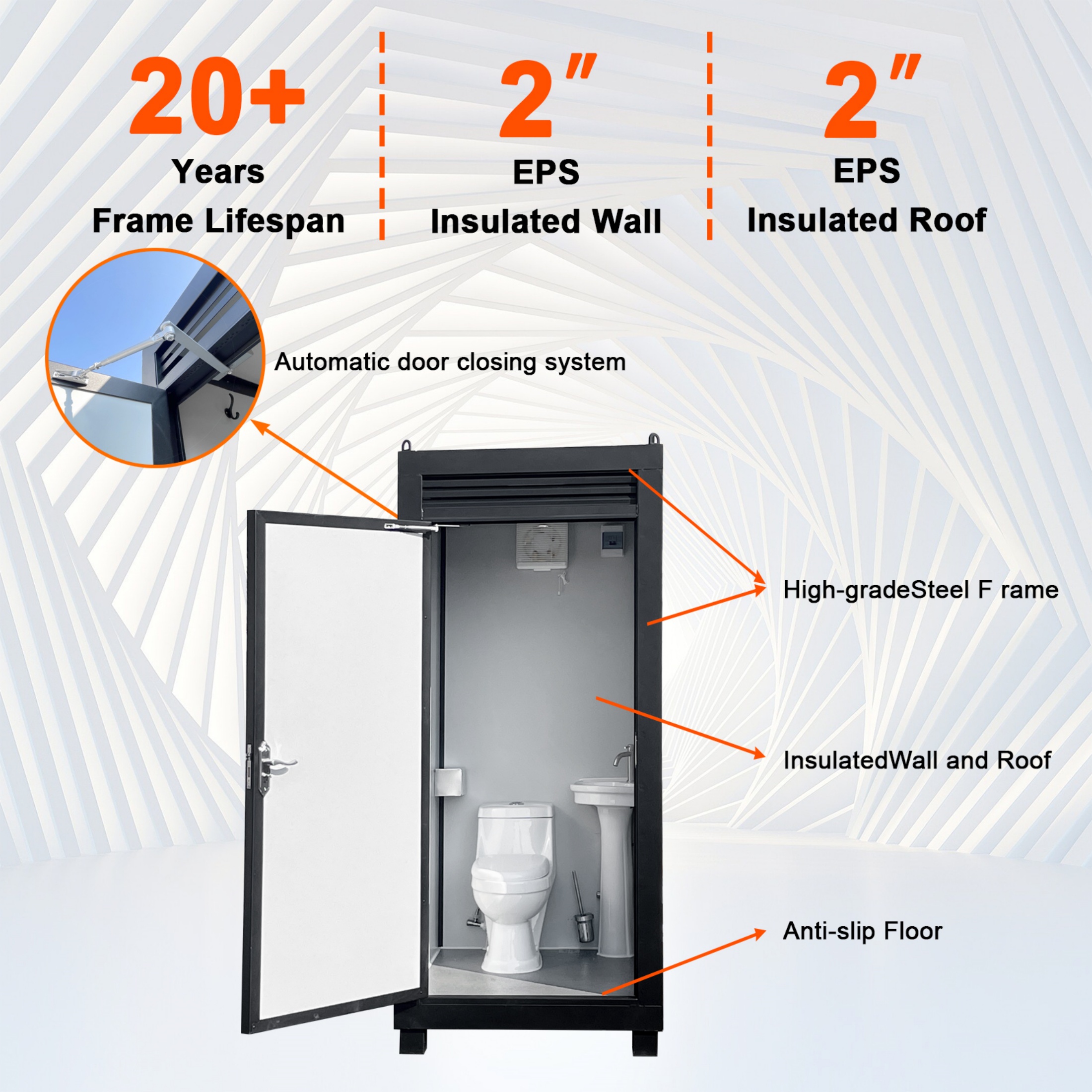 CTOSPOATO Person Portable Toilet Cabin – Outdoor Restroom with Light, Sink & Vent Fan,Mobile Restroom for Concerts, Conventions, Construction, Sporting Events