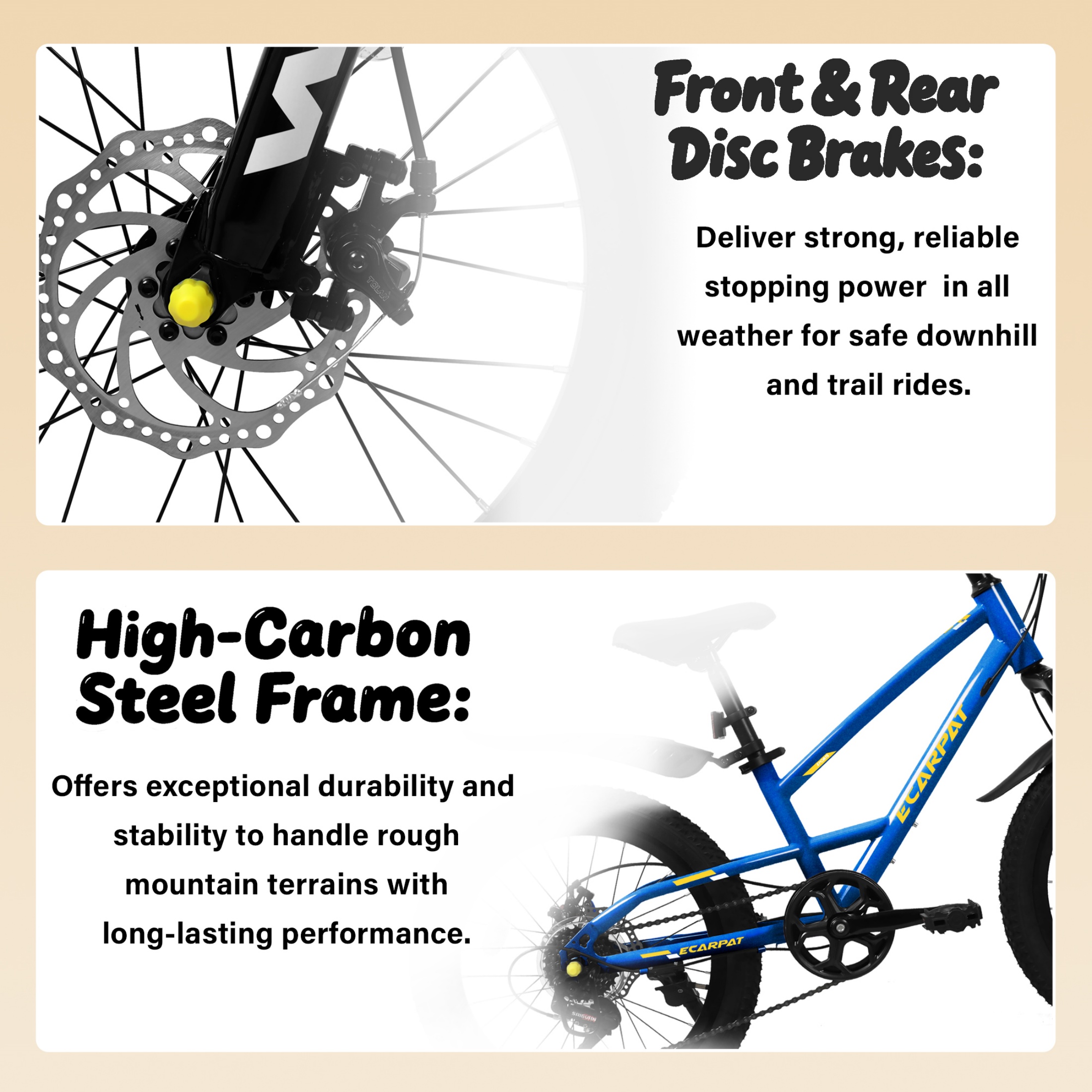 QEEKA 20" Kids Mountain Bike,Boys Girls Bike for Ages 6-12 with 7 Speeds Suspension Fork Disc Brakes,Rider Height 48-60 Inch,Christmas Birthday Gifts Kids Bicycles