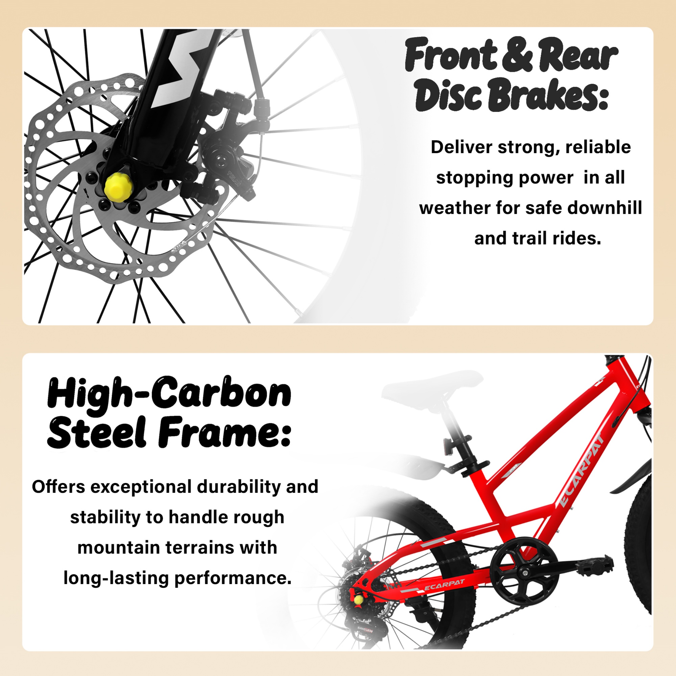 QEEKA 20" Kids Mountain Bike,Boys Girls Bike for Ages 6-12 with 7 Speeds Suspension Fork Disc Brakes,Rider Height 48-60 Inch,Christmas Birthday Gifts Kids Bicycles