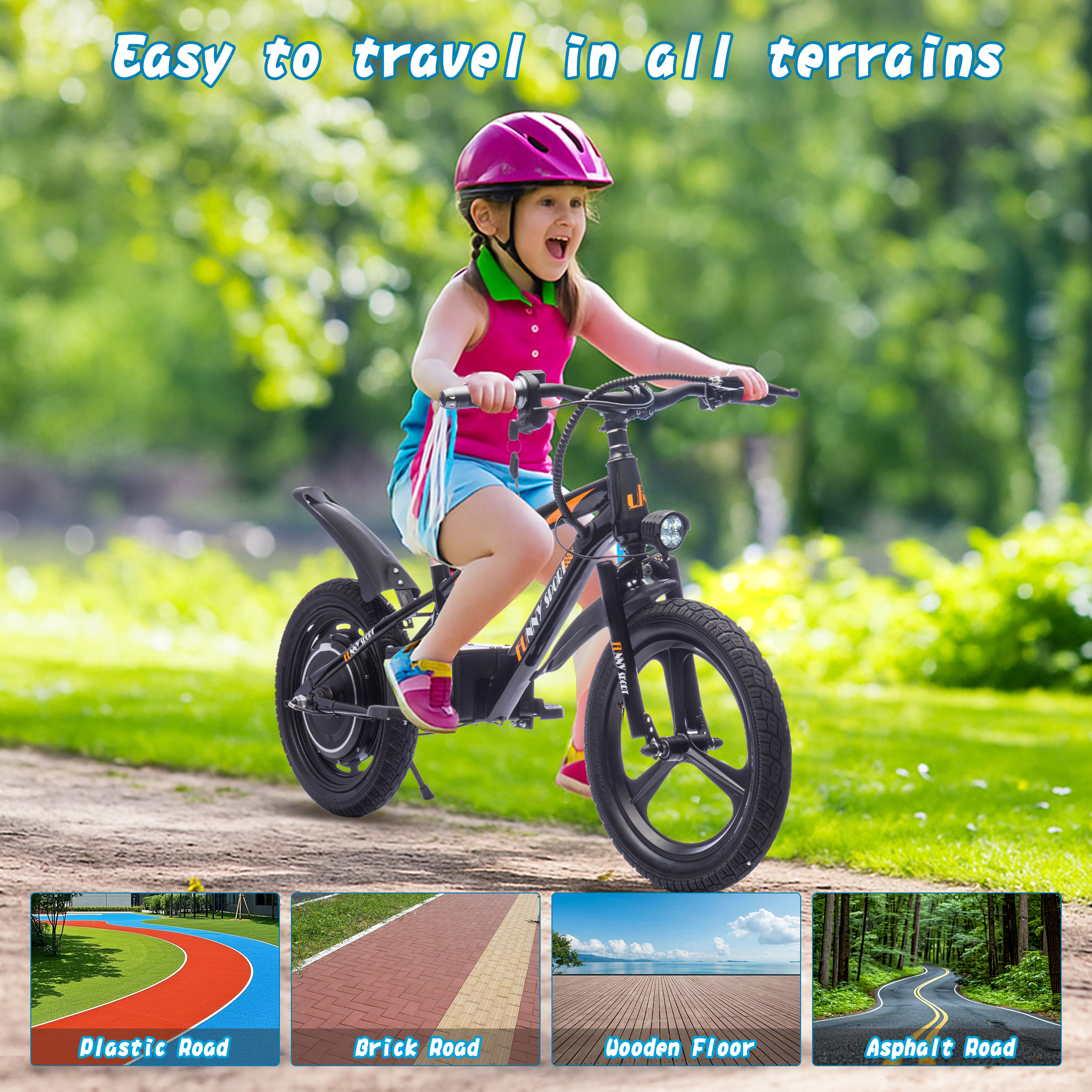 QEEKA 24V Kids Electric Dirt Bike,Ride on Mini Bike,300W Super Power Motor,Up to 12.43 MPH,16" Wheels,Adjustable Seat Height,Bright Headlight,Hand-Operated Brakes for Ages 5-12