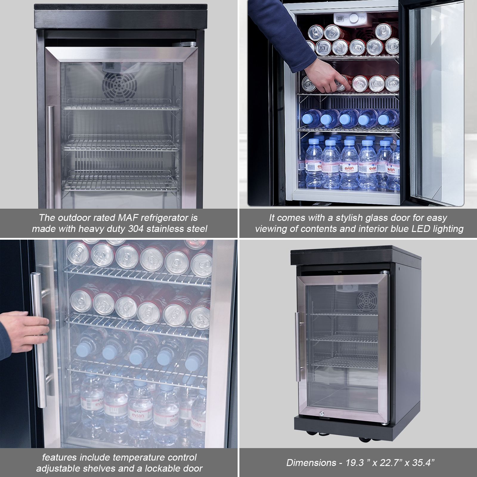 CTOSPOATO 46-Inch 4-Burner 72000 BTU Gas Grill Island - Outdoor Kitchen for Backyard Parties w/ Compact Fridge,Wine Cooler,Rotisserie,Granite Countertops & Stainless Steel Sink