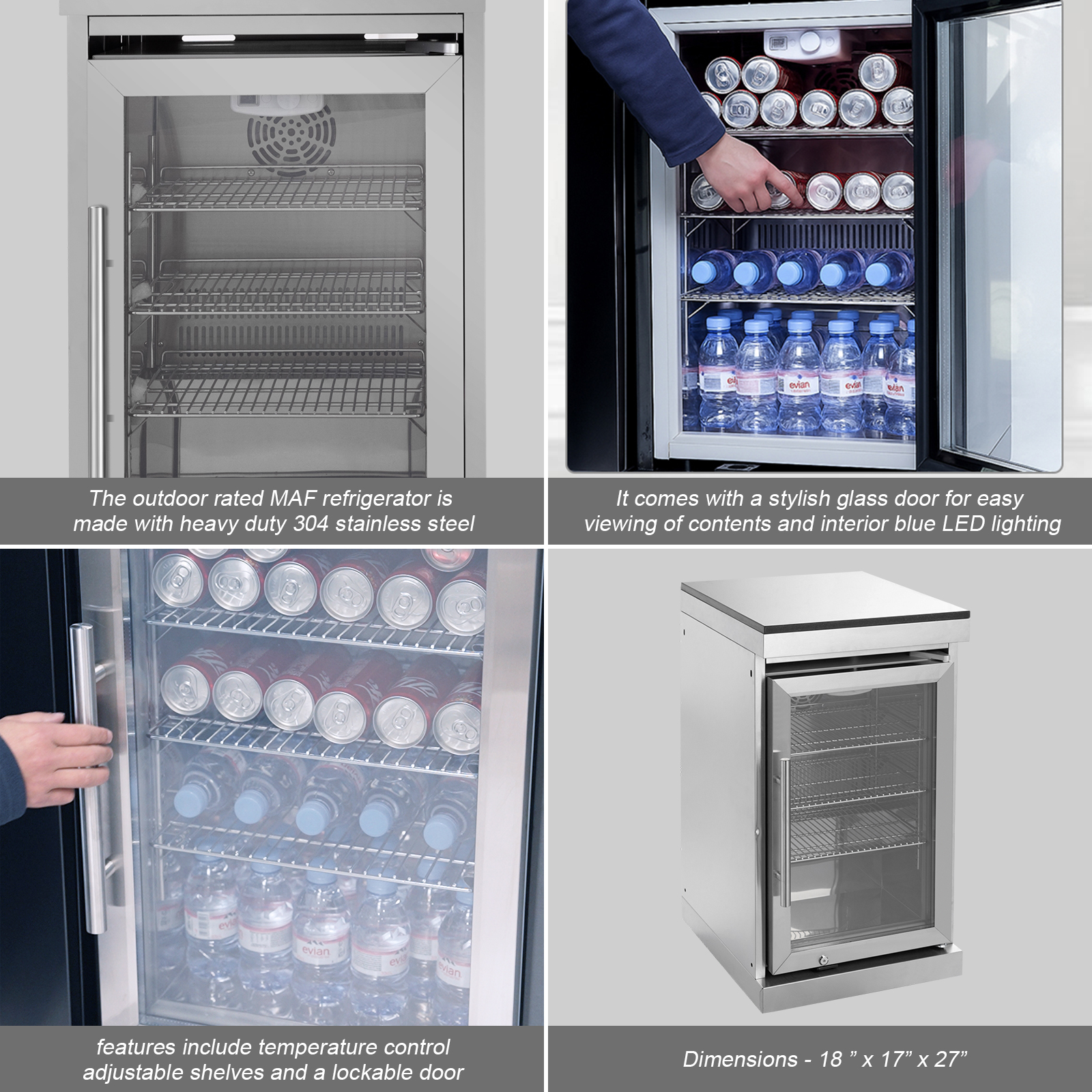 CTOSPOATO 43-Inch 6-Burner 85000 BTU Gas Grill Island - Outdoor Kitchen w/ Compact Fridge,Wine Cooler,Rotisserie,Granite Countertops & Storage Cabinets,Silver