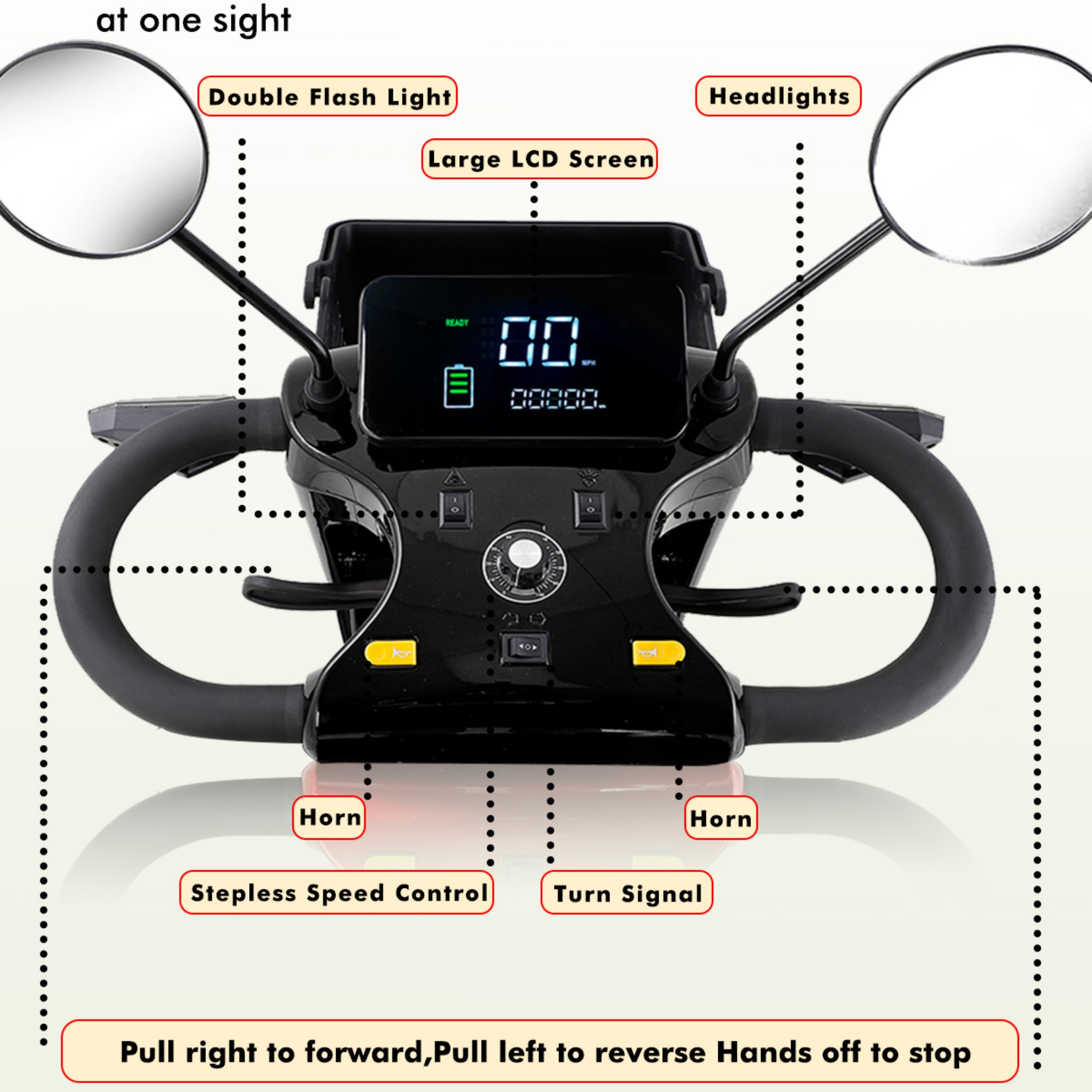 QEEKA Mobility Scooter,4 Wheels Mobility Scooter for Adults Seniors, Electric Folding Wheelchair Device for Travel,3-Speed Travel Long,Black