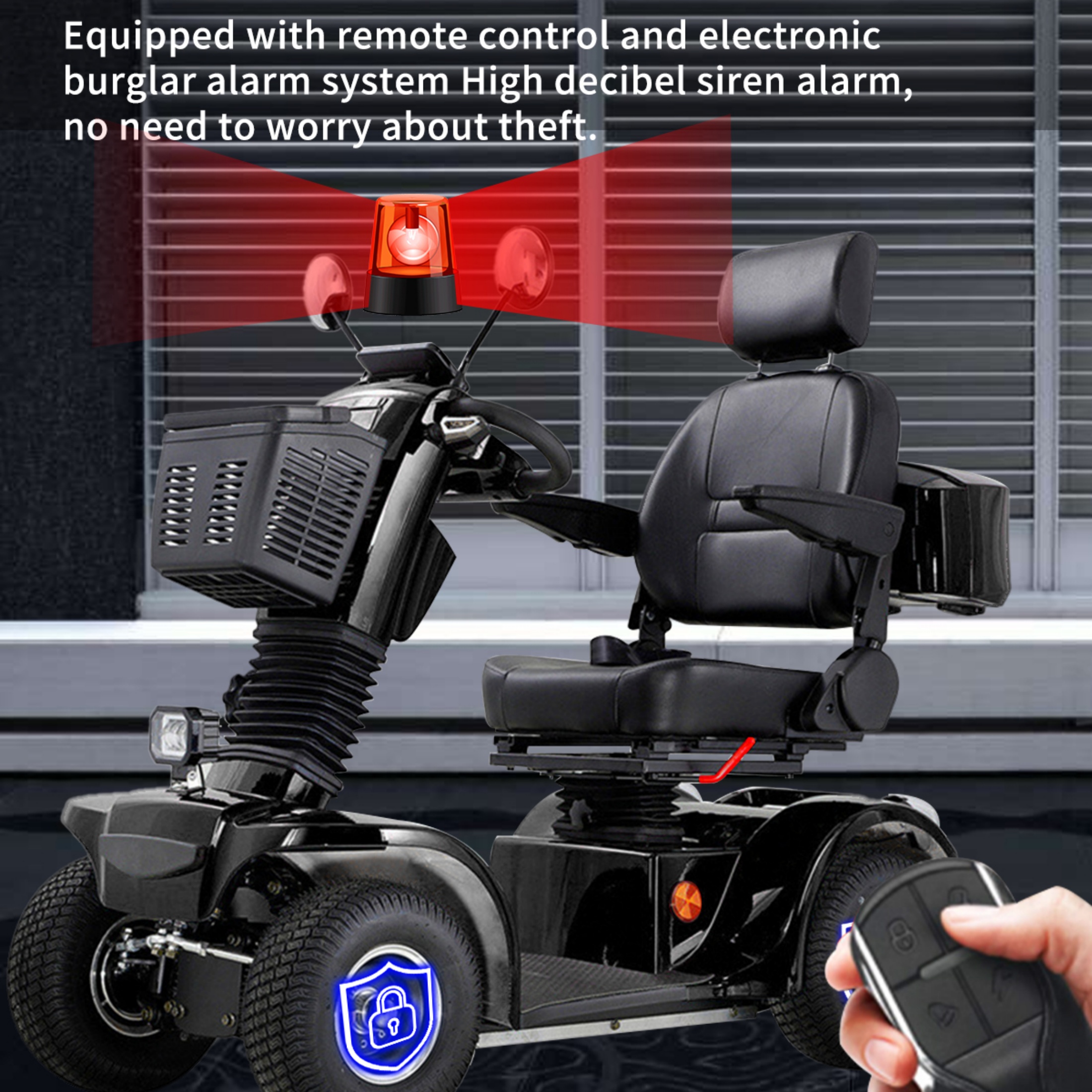 QEEKA Mobility Scooter,4 Wheels Mobility Scooter for Adults Seniors, Electric Folding Wheelchair Device for Travel,3-Speed Travel Long,Black