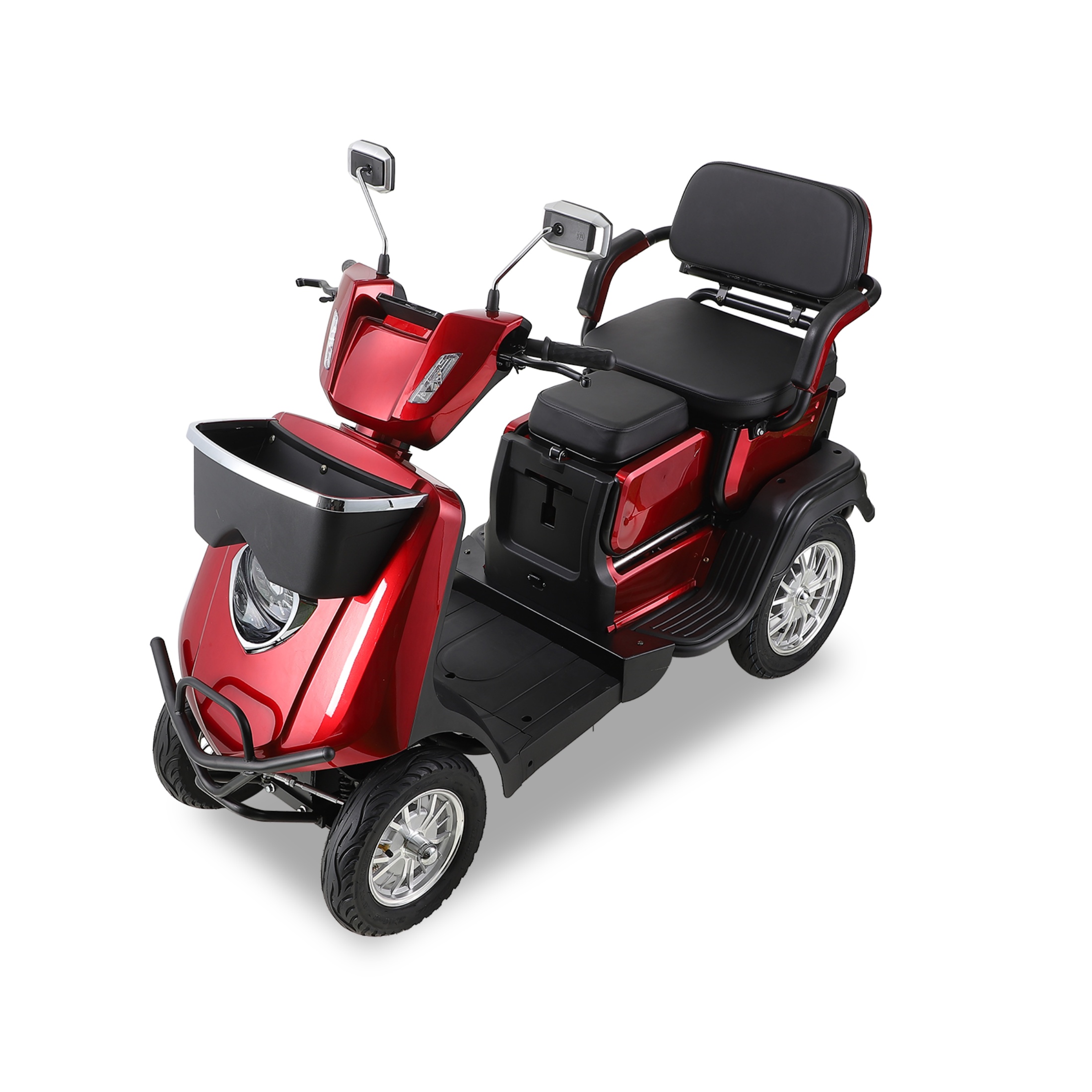 Xlluproid 2-Seater 4-Wheel Mobility Scooter,1000W,500LBS Capacity,Anti-Theft Remote,Adjustable Seat,Storage Box,Brake Lights,Red